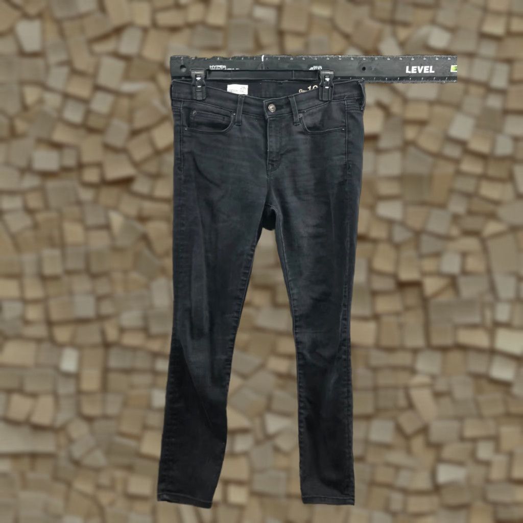 Gap Gap Jeans 1969 Black Dark Wash 28 Short Womens Jegging 5-Pocket Denim Cotton Zip Button Zipper Belt Loops Regular Rise Mid Vintage? No (No) Size 28" / US 6 / IT 42 - 1 Thumbnail