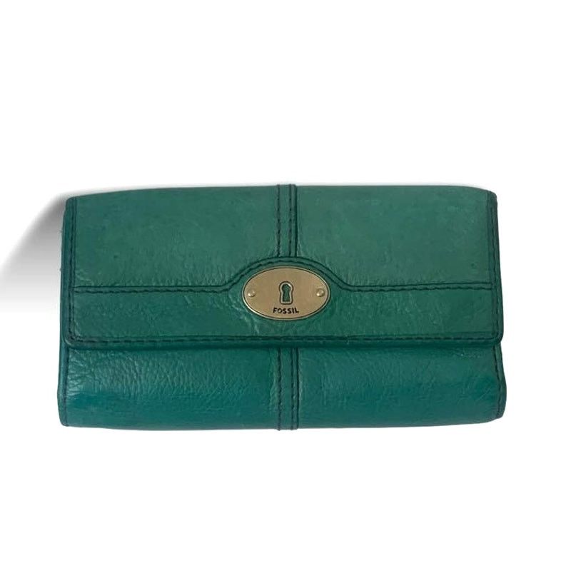 Fossil Fossil Maddox Leather Wallet Pebble Turquoise TrifoldKeyhole Size ONE SIZE - 1 Thumbnail