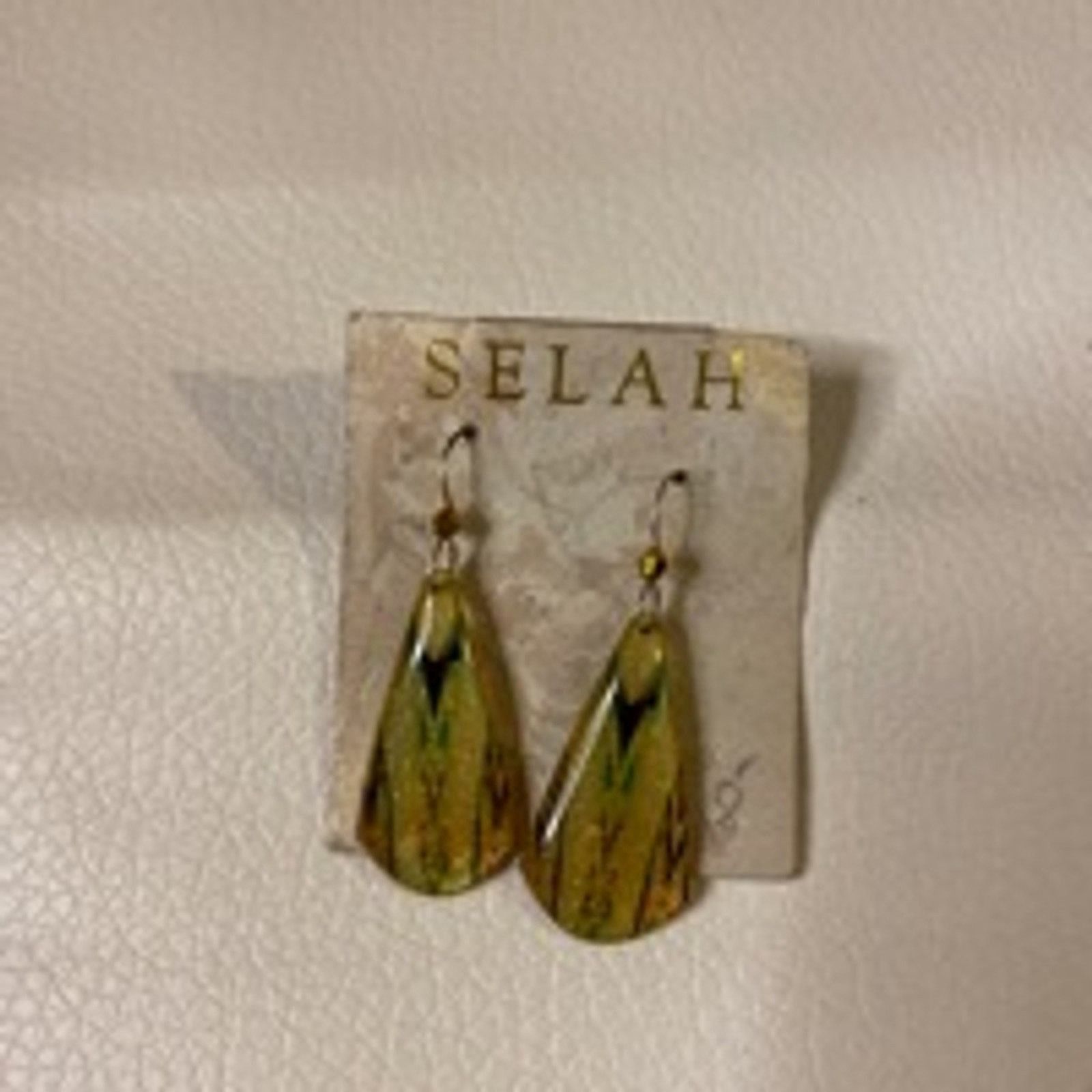 Other Gold Green Drop Earrings Selah Boho Chic Lightweight Dangle Size ONE SIZE - 2 Thumbnail