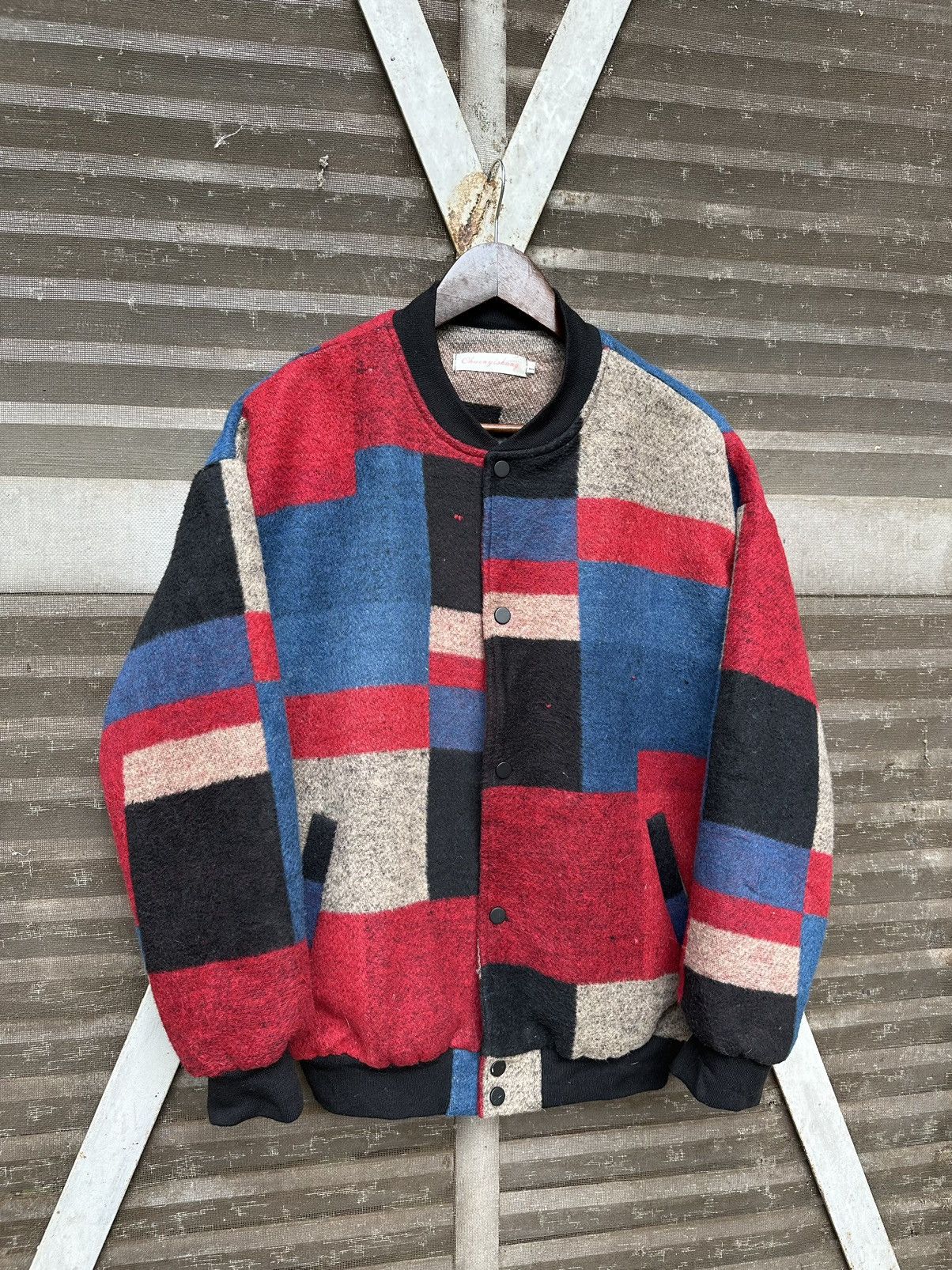 Japanese Brand 👹Japanese Brand Multicolour Patch Wool Bomber Jacket Size US M / EU 48-50 / 2 - 3 Thumbnail