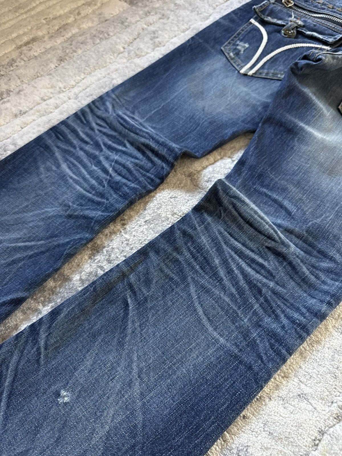 If Six Was Nine 2000s Lolita Japan Studded Pyramid Whiskers Flared Jeans Size US 30 / EU 46 - 16 Thumbnail