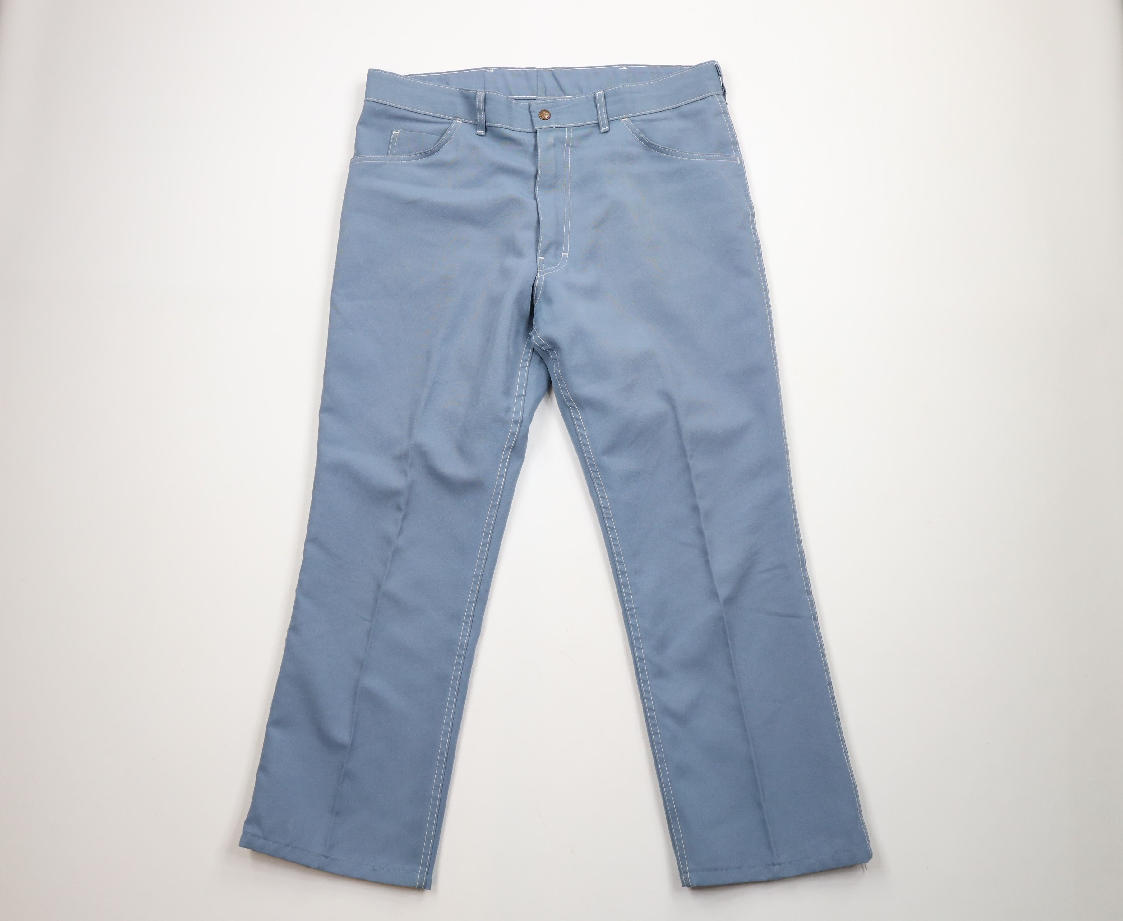 Vintage Vintage 70s Streetwear Flared Wide Leg Chino Pants Blue USA Size US 36 / EU 52 - 1 Thumbnail