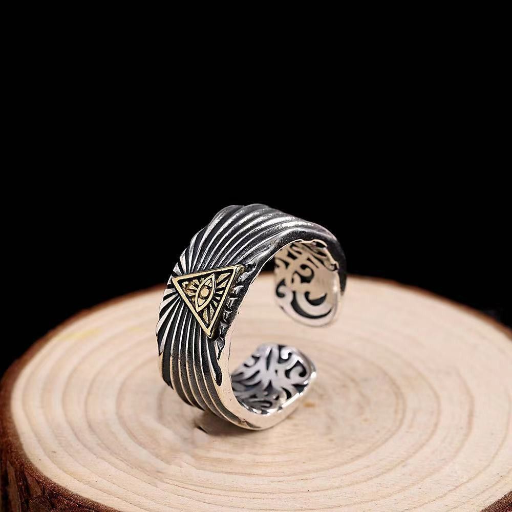 Vintage Resizable Golden Eye of Providence Punk Gothic Ring Size ONE SIZE - 4 Thumbnail