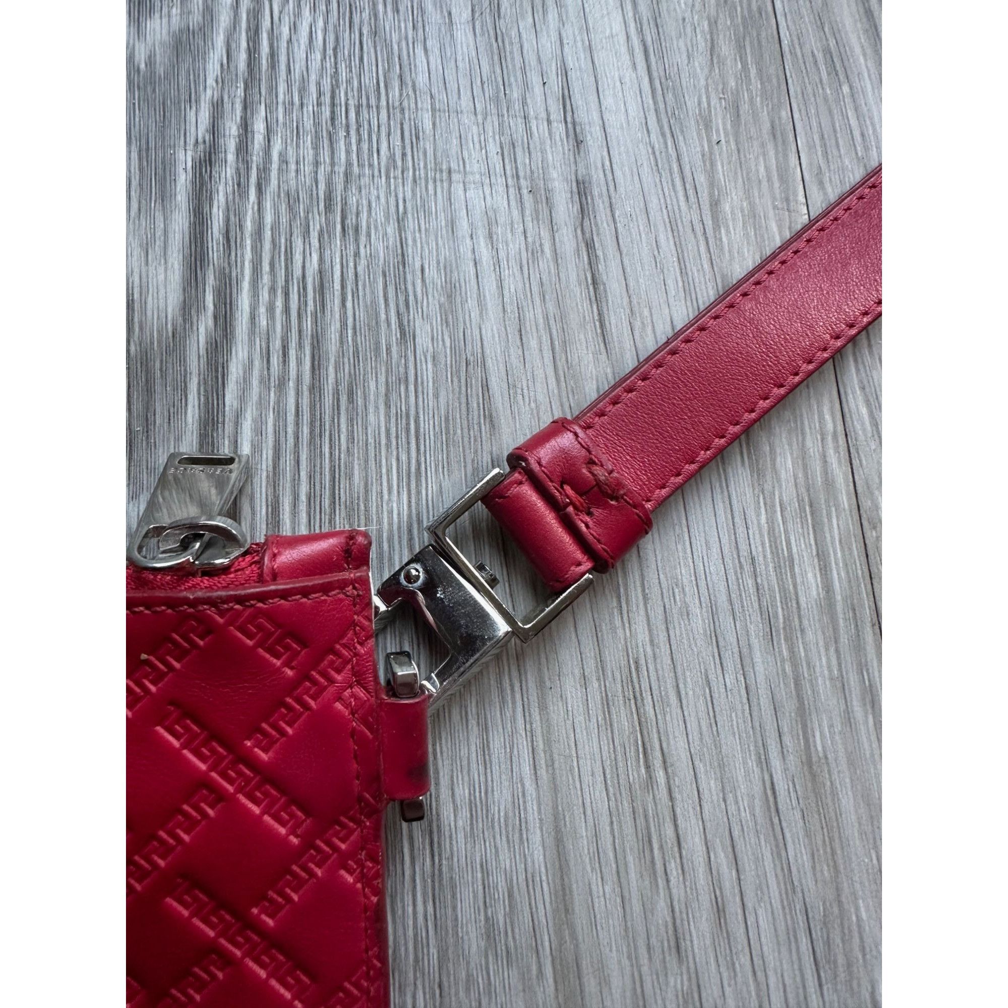 Versace Versace Large Red Logo Print Leather Wristlet Clutch Size ONE SIZE - 7 Thumbnail
