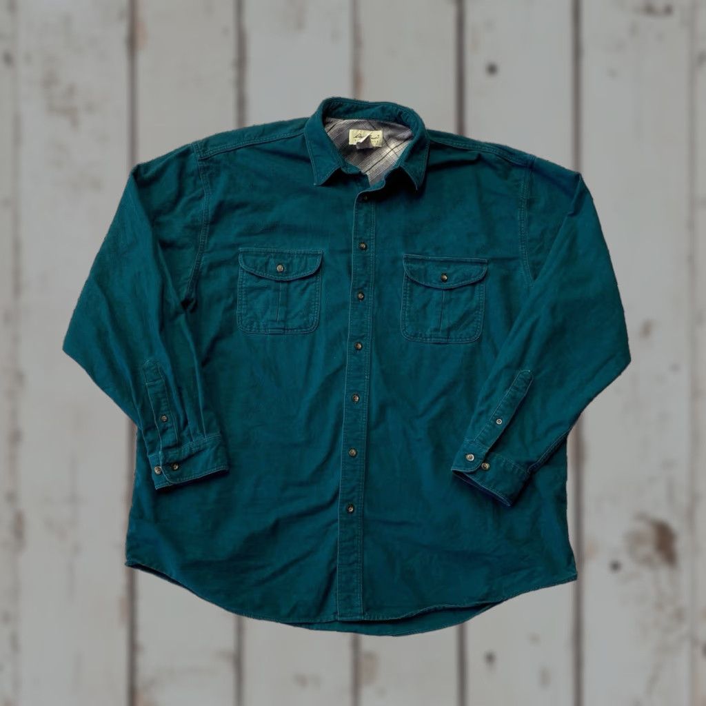 Eddie Bauer VINTAGE Eddie Bauer Chamois Shirt Men 2XL Tall Green Plaid 90s Outdoor Heavyweight Button-Up Shirt Size US XXL / EU 58 / 5 - 1 Thumbnail