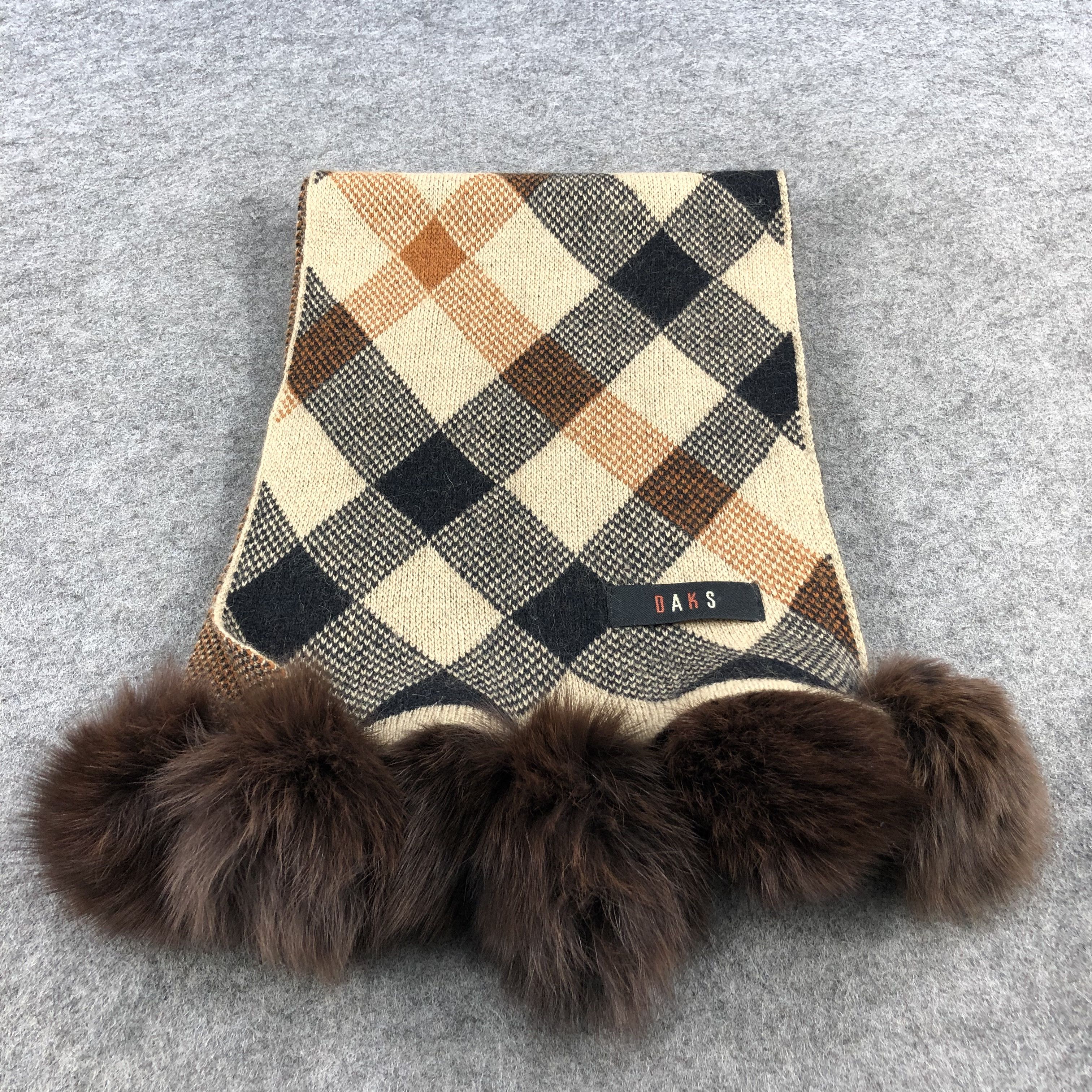 DAKS DAKS London Bobbles Argyle Wool Scarf Muffler V874 Size ONE SIZE - 2 Thumbnail