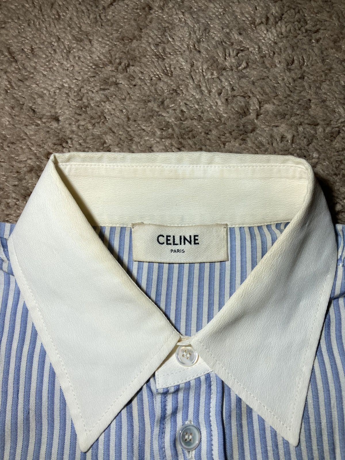 Celine SS22 Celine Oversized Striped Silk Shirt Triomphe 2022 Hedi Size US S / EU 44-46 / 1 - 3 Thumbnail