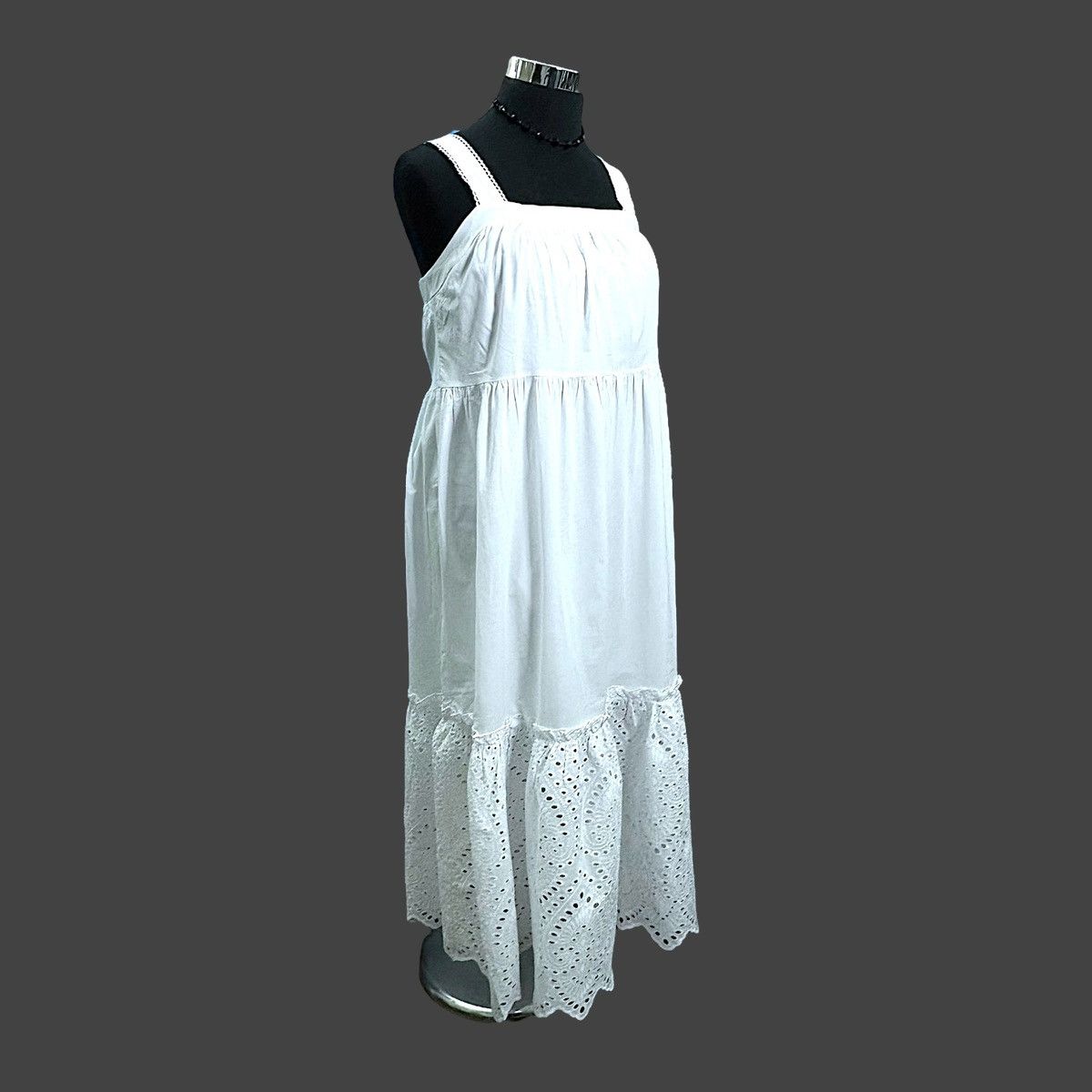Other Ella by Rafaella Women’s White Tiered Midi Dress Sz Large Size L / US 10 / IT 46 - 7 Thumbnail