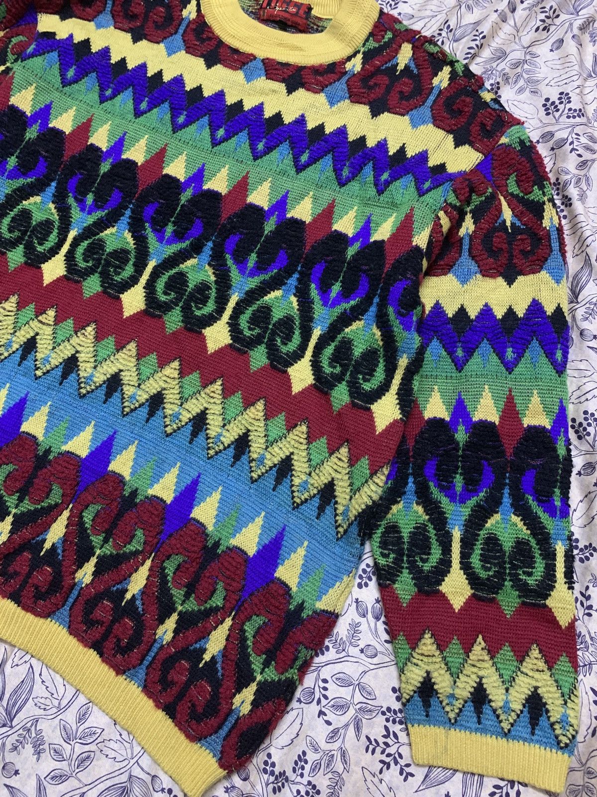 Yoshiyuki Konishi Vintage Ficce Knitted Psychedelic Multi Pattern Wool Size US L / EU 52-54 / 3 - 8 Thumbnail