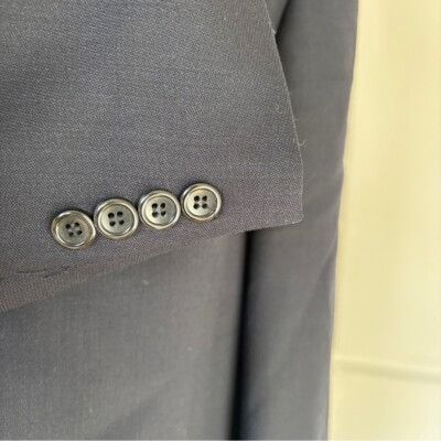 Emanuel Ungaro Emanuel Ungaro Navy Pure Wool Men's Suit 3 Button Blazer Fit Size 46R - 3 Thumbnail