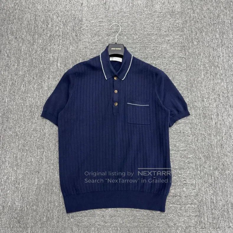 Brunello Cucinelli Brunello Cucinelli Solid Ribbed Cotton Short Sleeve Polo S Size US M / EU 48-50 / 2 - 1 Thumbnail