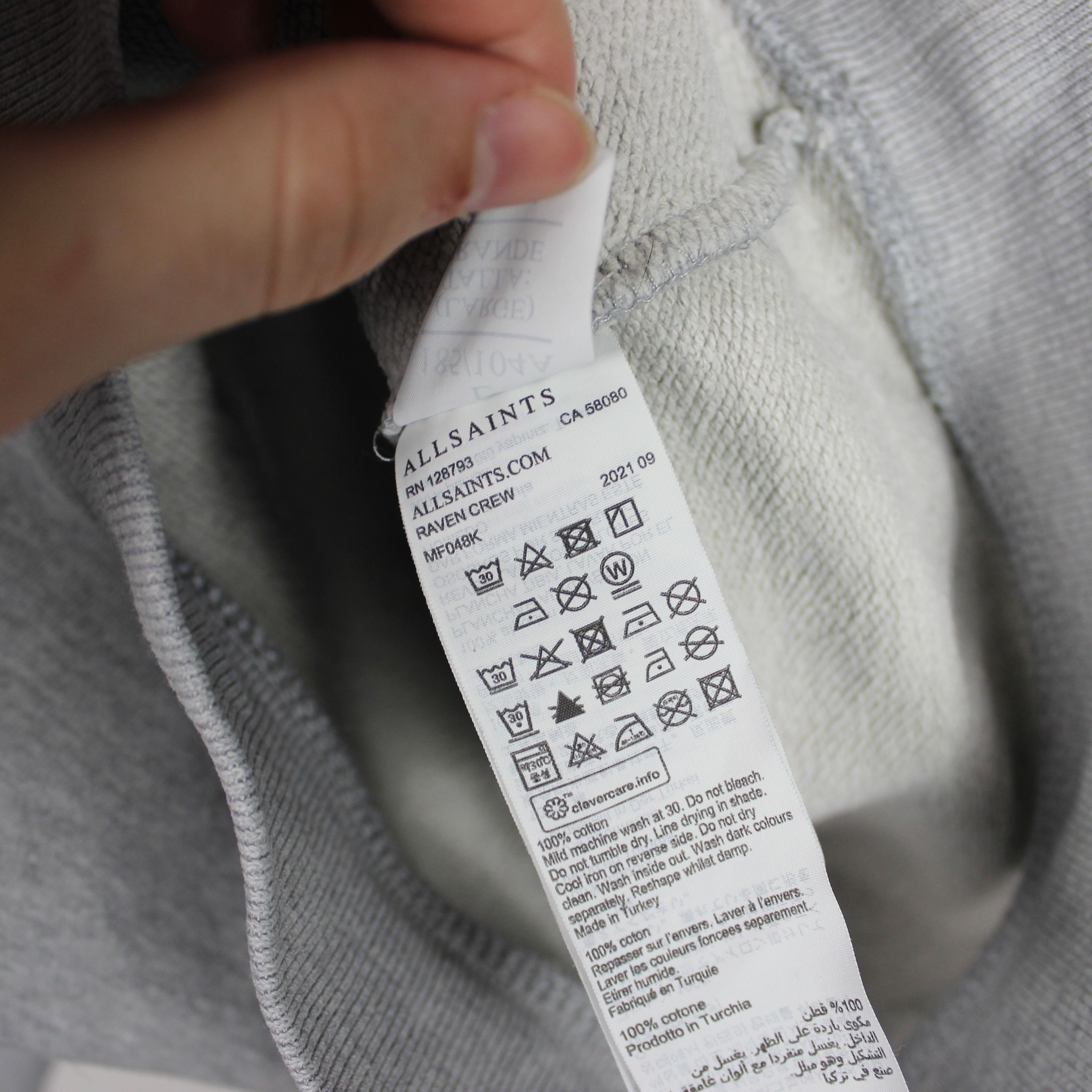 Allsaints Allsaints raven crew sweatshirt men L gray cotton Size US L / EU 52-54 / 3 - 7 Thumbnail
