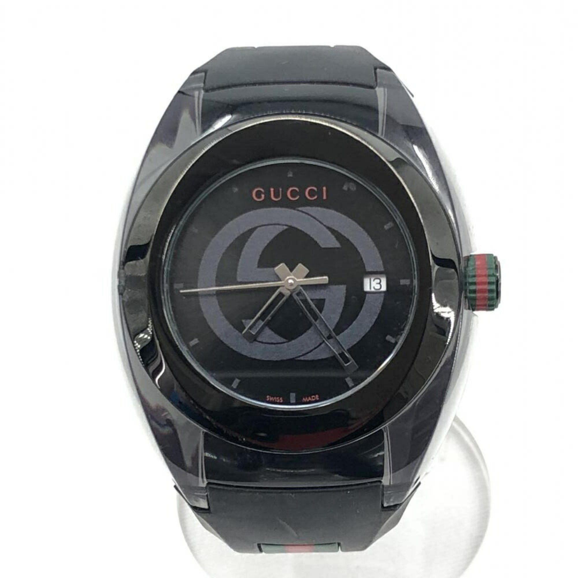 image of Gucci Sync 137.1 Rubber Strap Black Quartz Gucci Watch, Women's