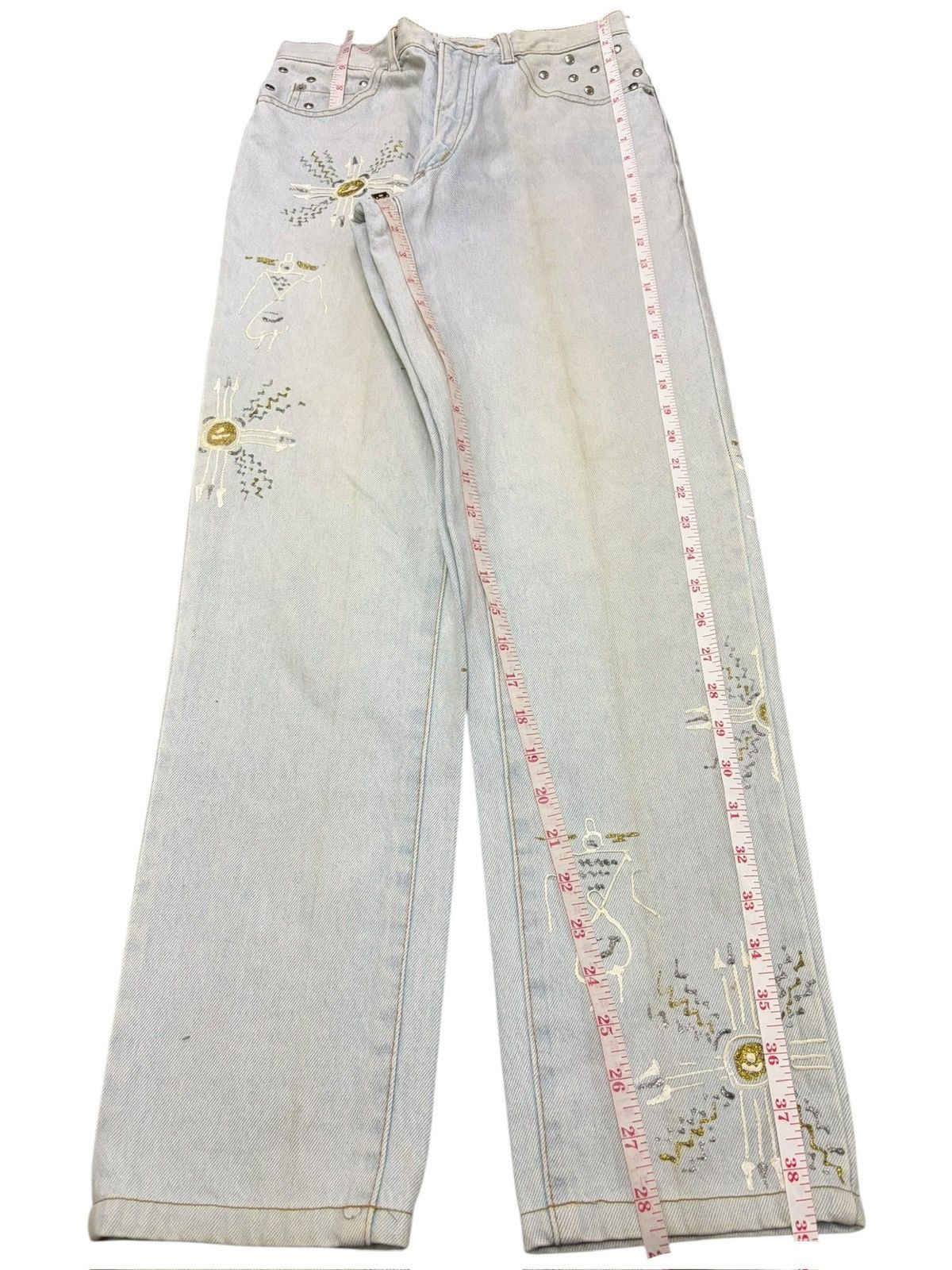Dsquared2 Vintage Japanese Blue Way Studded Tapered Jeans Size 25" / US 0 / IT 36 - 6 Thumbnail