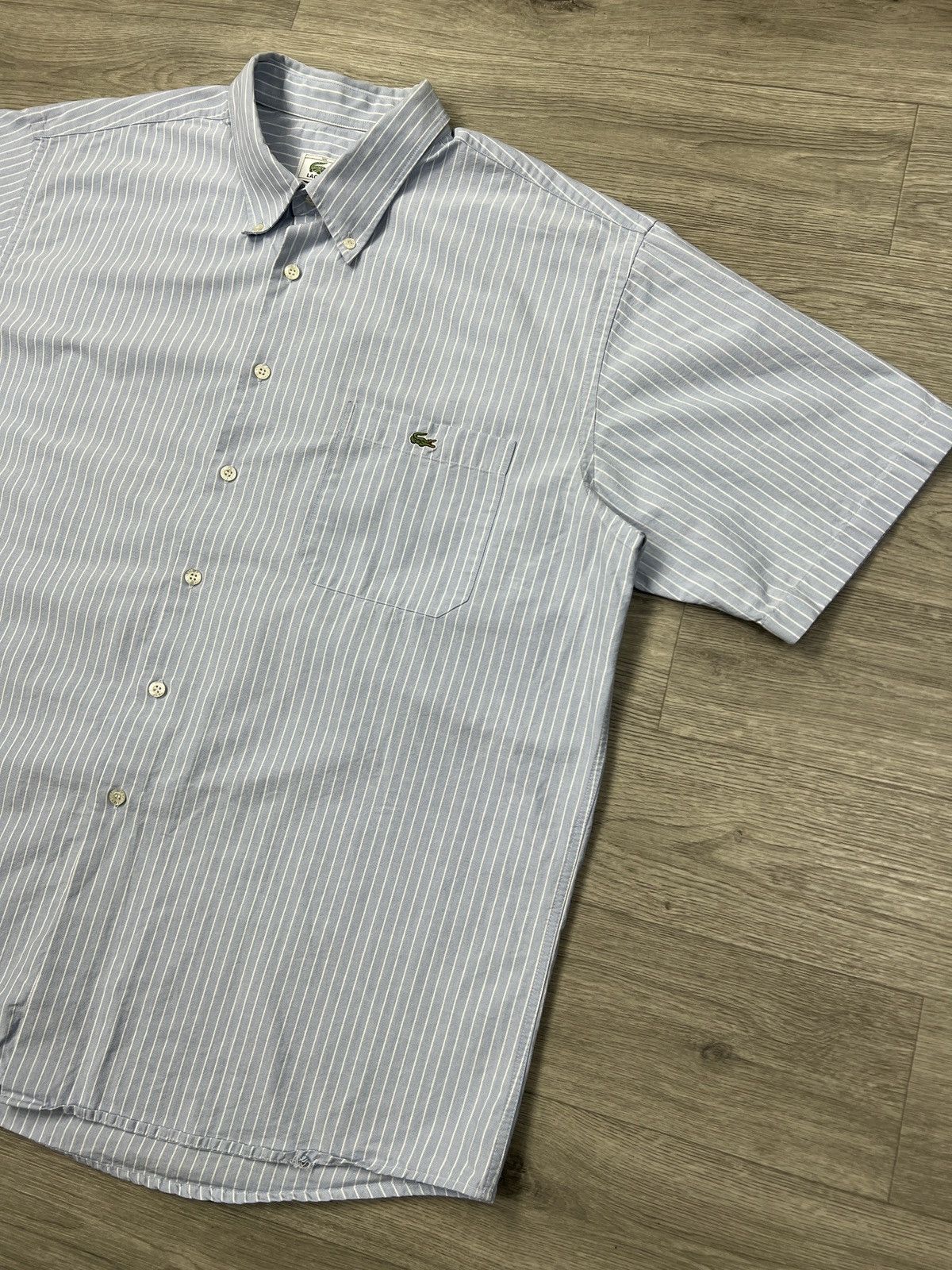 Lacoste Lacoste Short Sleeve Striped Button Down Shirt Grey Size XXL Size US XXL / EU 58 / 5 - 2 Thumbnail
