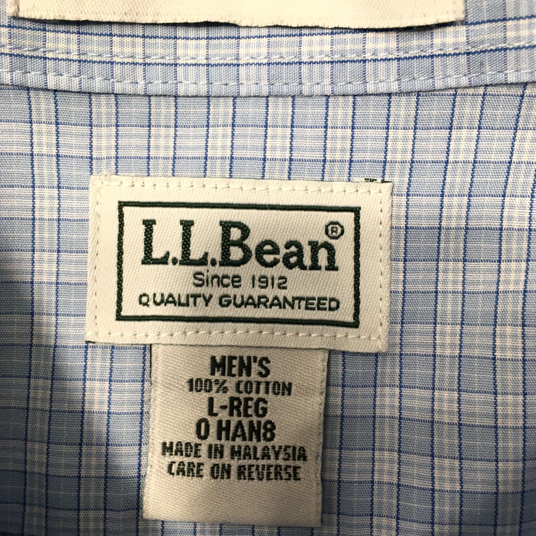 Vintage L.L. Bean Shirt Large Regular Wrinkle Resistant Button-Up Long Sleeve Blue Cotton Check Size US L / EU 52-54 / 3 - 5 Thumbnail