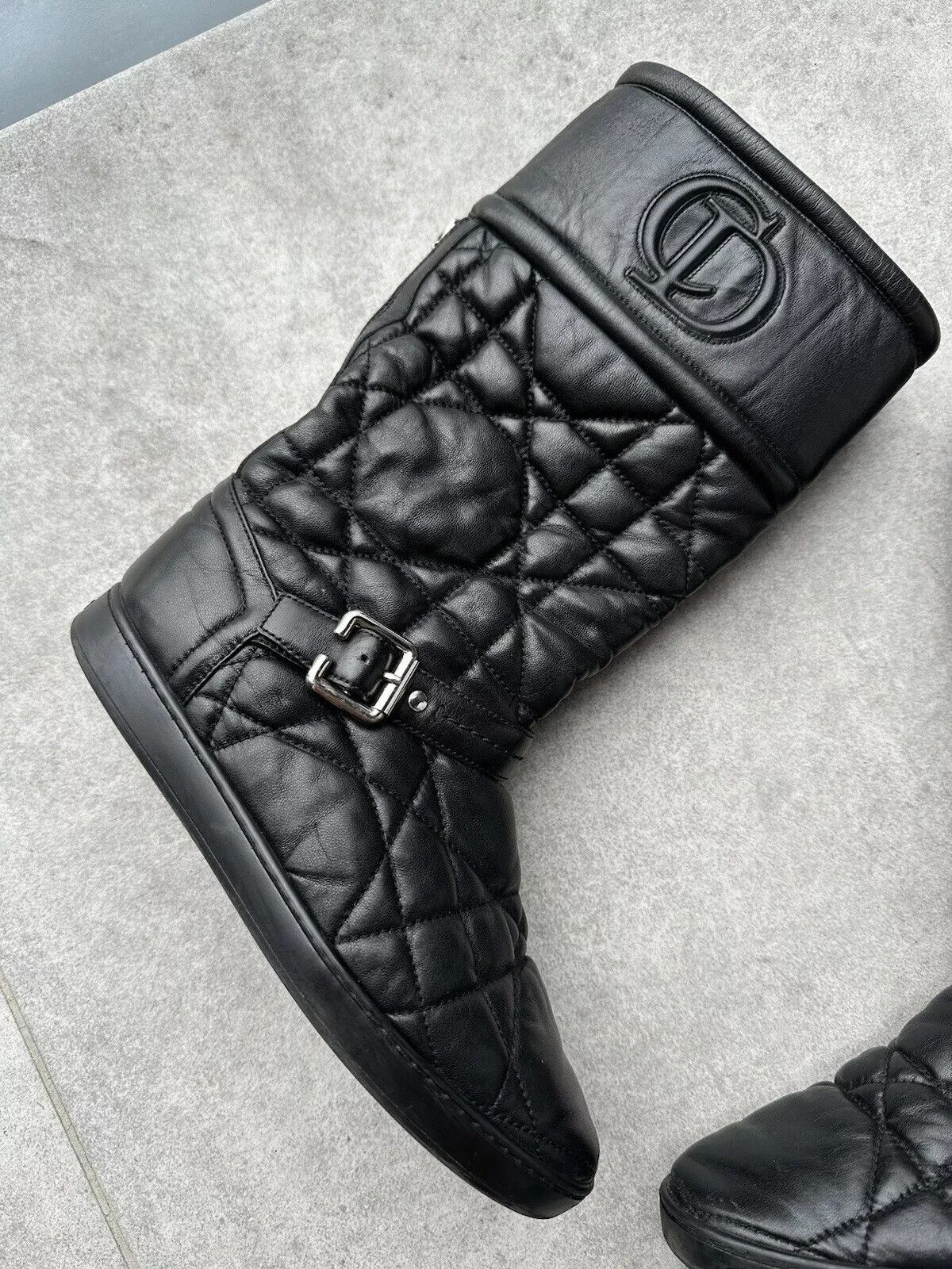 Dior CD Christian DIOR vintage women soft leather QUILTED BOOTS Size US 7.5 / IT 37.5 - 23 Thumbnail