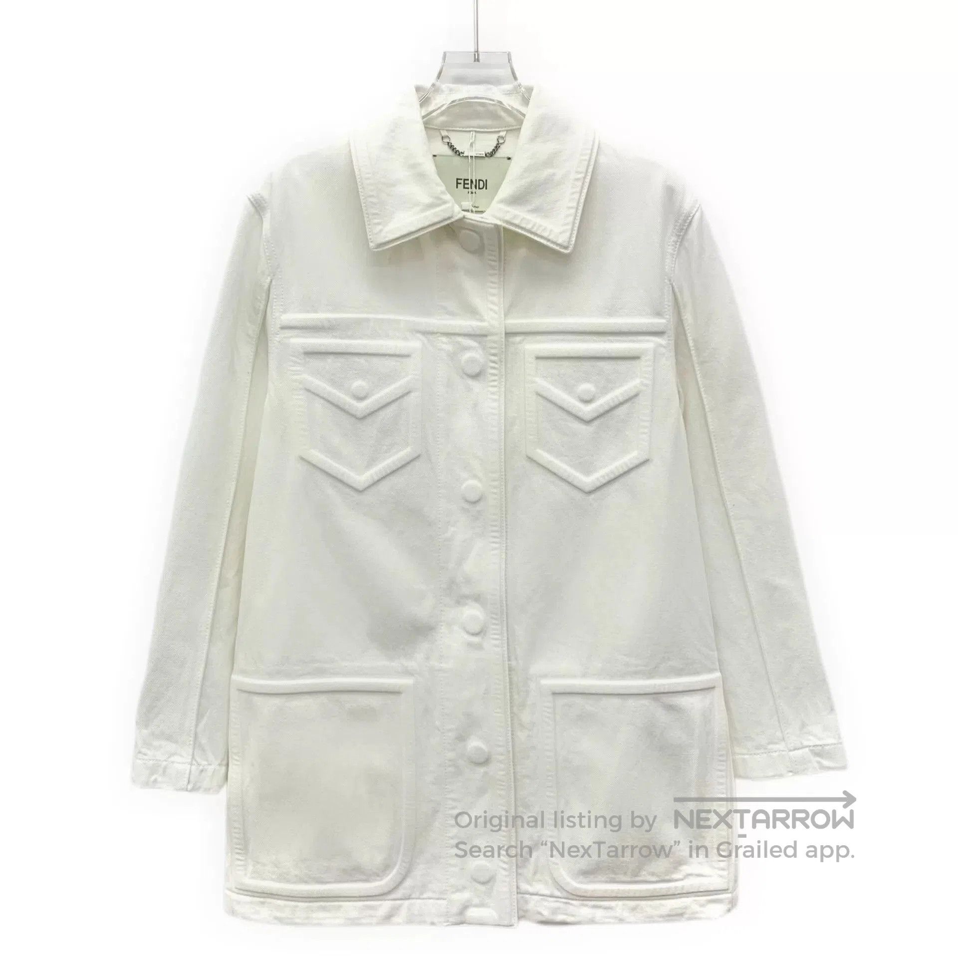 fendi white pocket embossed cotton jacket.