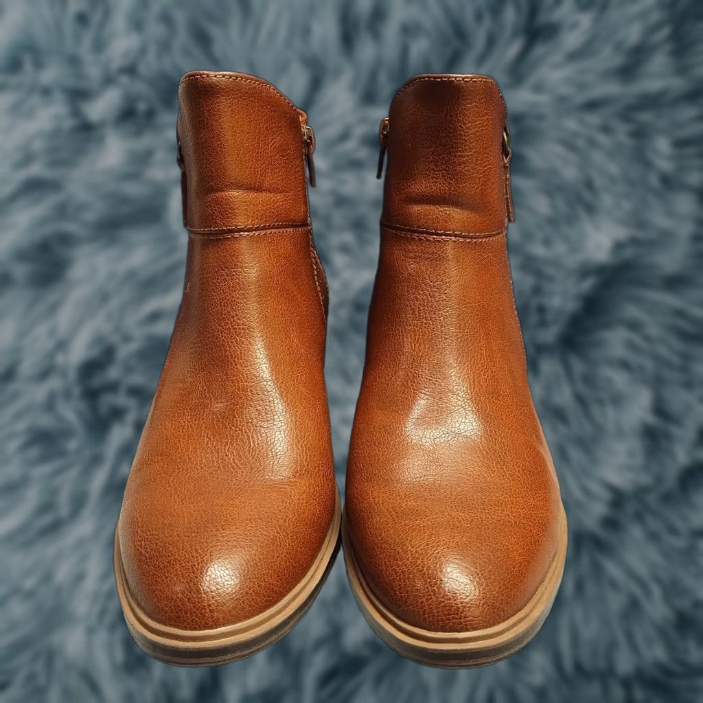 Vintage Baretraps Alona Ankle Boots Womens Size 7M Brown Synthetic Almond Toe Side Zip Bootie Womens Size 7 Brown Almond Toe Size US 7 / IT 37 - 1 Thumbnail
