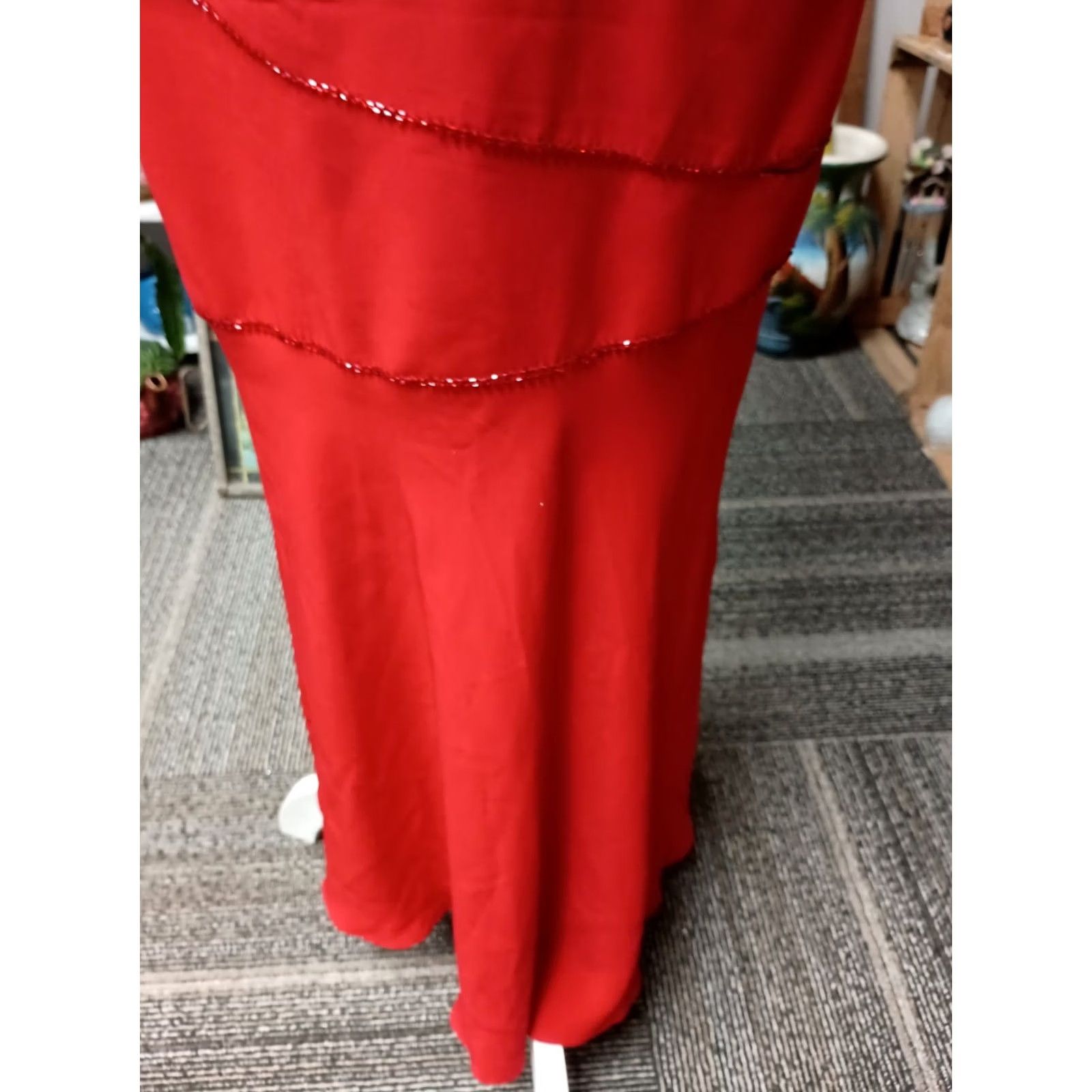 Vintage Niteline Prom Evening Gown Maxi Dress Womens Size 2 Red Beaded Cutout Open Back dress Size XS / US 0-2 / IT 36-38 - 5 Thumbnail