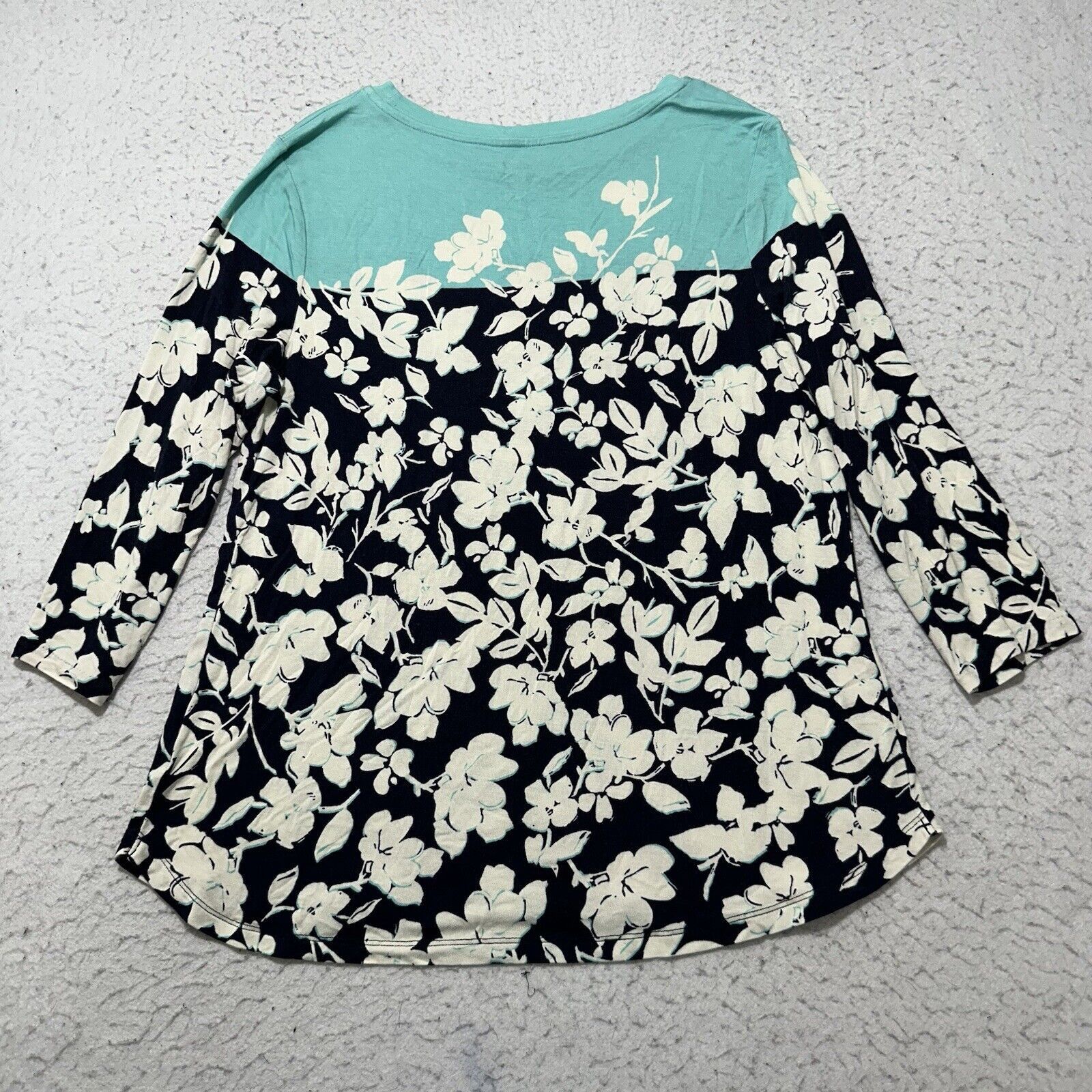 Croft & Barrow Croft & Barrow PM Teal Navy Blue Floral Blouse T Shirt Size M / US 6-8 / IT 42-44 - 10 Thumbnail