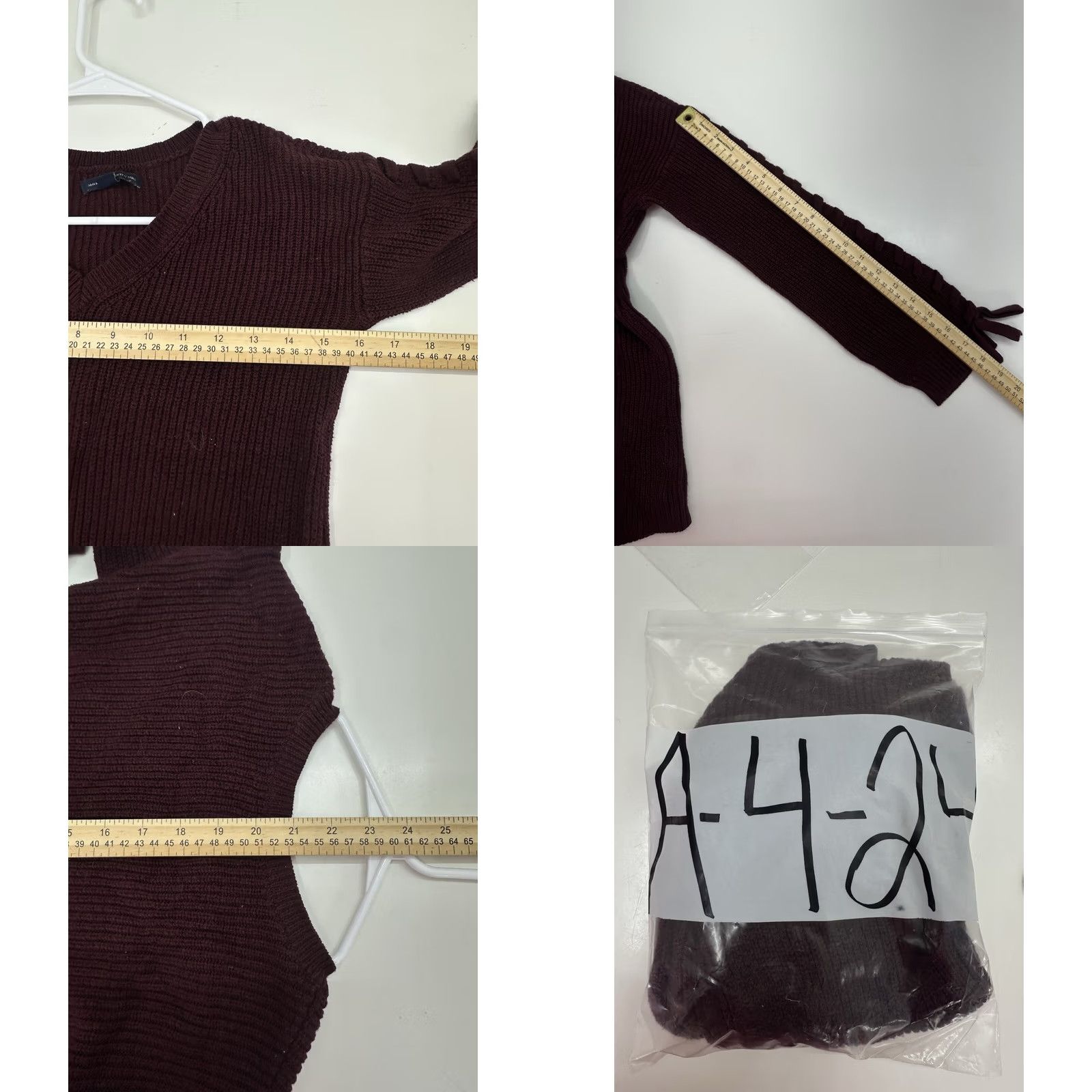 American Eagle Outfitters American Eagle Womens Sweater Size XXS Maroon Knit V-Neck Arm Tie Detail Size XXS / US 00 / IT 34 - 8 Thumbnail
