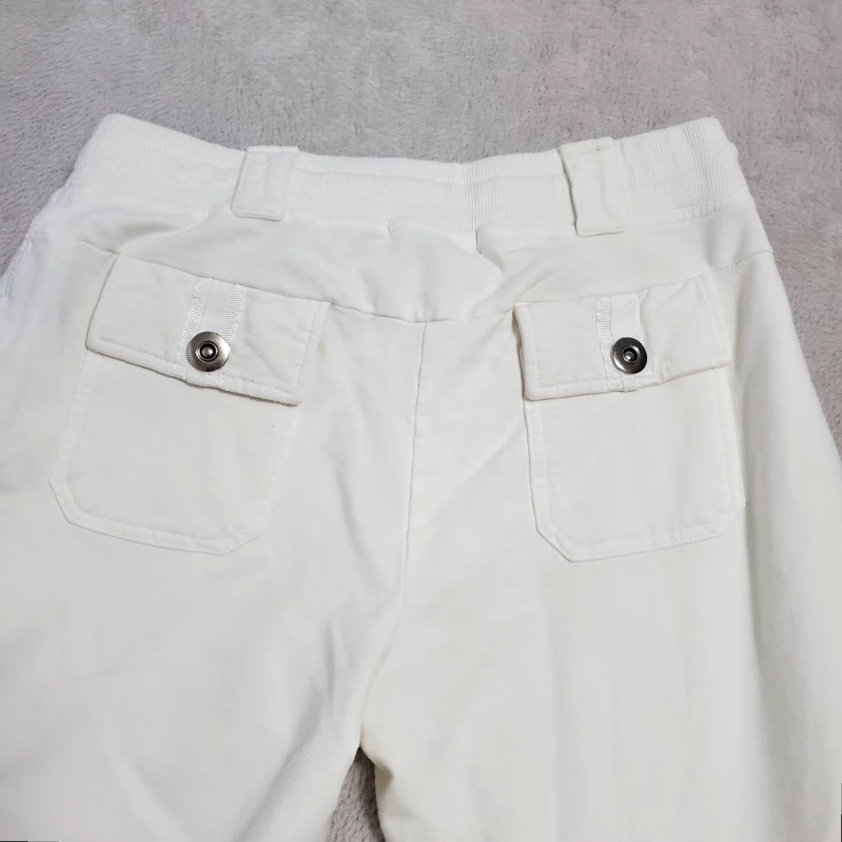 Bcbgmaxazria VINTAGE BCBGMAXAZRIA Sweatpants Women M Ivory Embellished Straight Leg Pull On Lounge Y2K 90s Size 32" / US 10 / IT 46 - 7 Thumbnail
