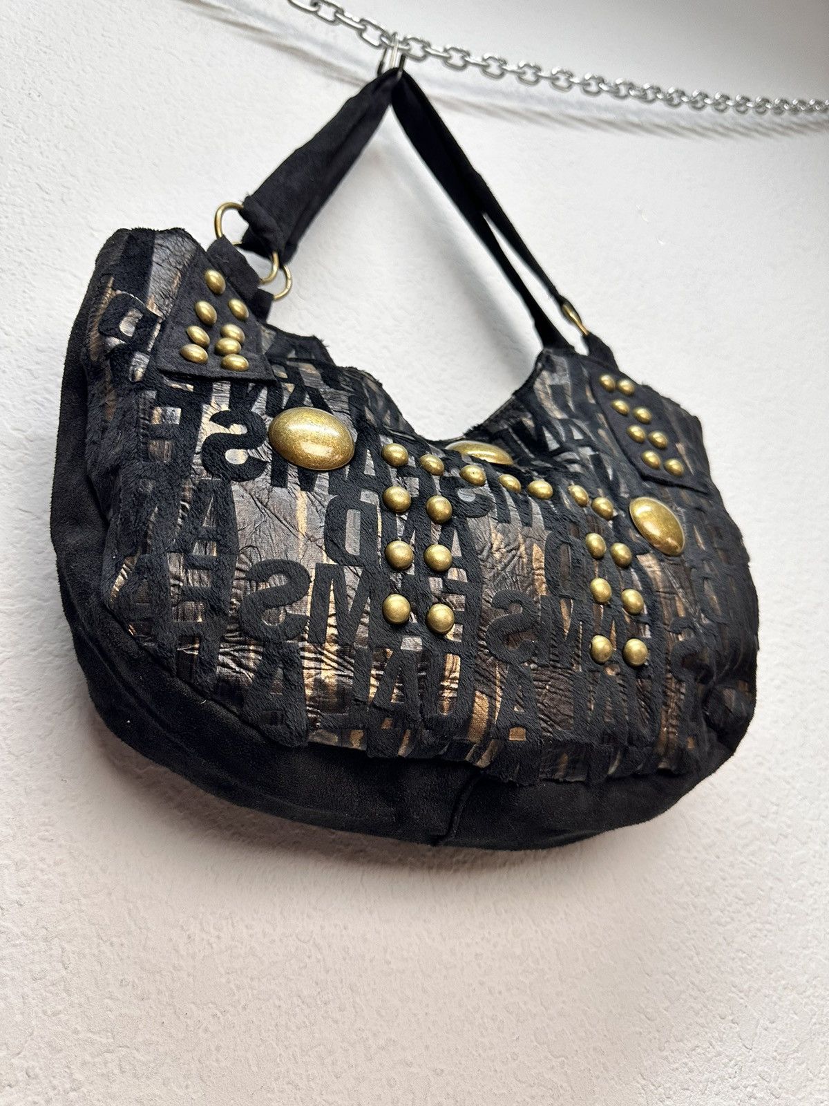 Just Cavalli Rundholz Black Studded Tote Shoulder Bag 30x40cm Size ONE SIZE - 5 Thumbnail