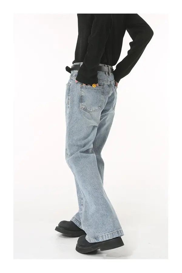Japanese Brand Simple whitened light blue flared denim trousers Size US 33 - 4 Thumbnail