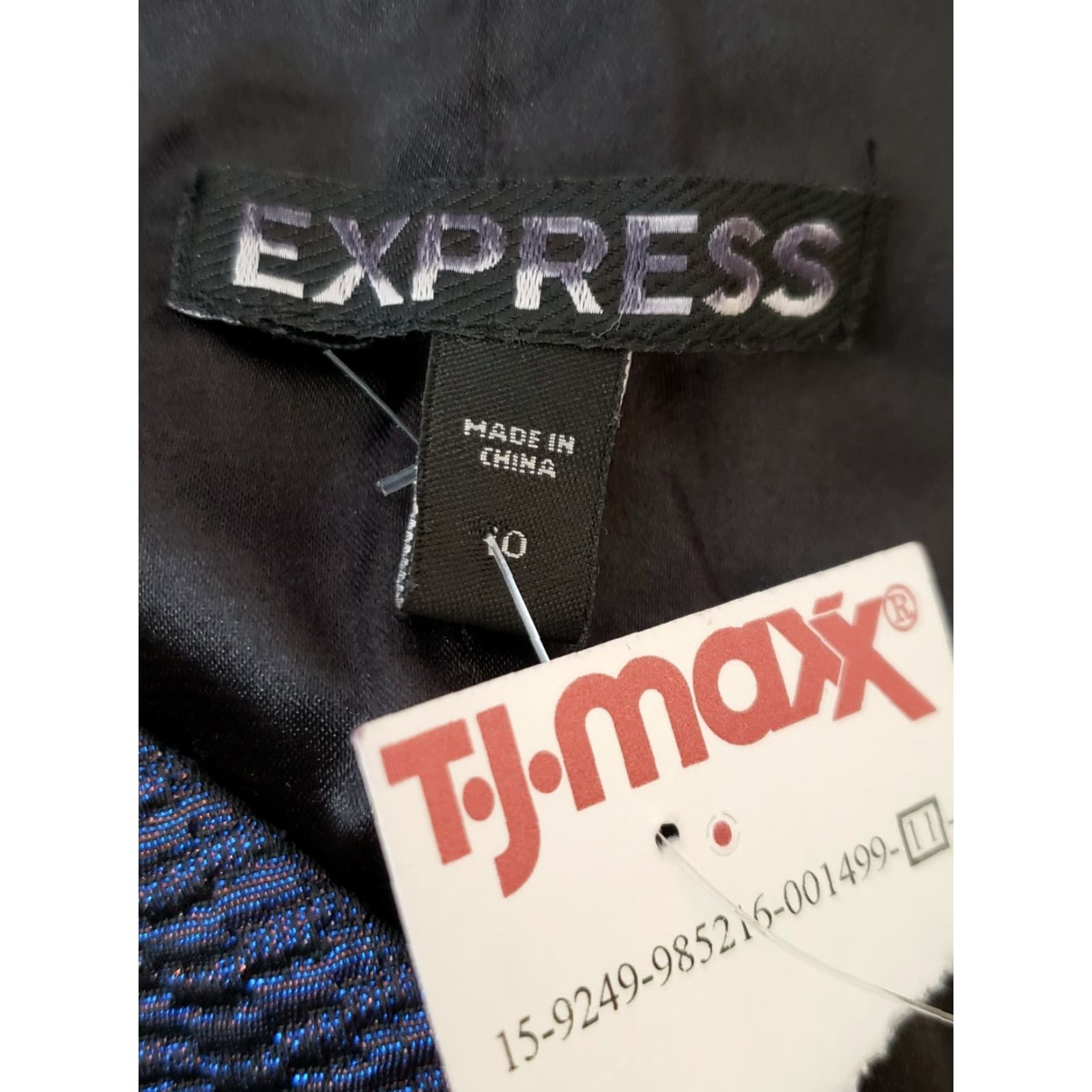 Express Express Fit & Flare Dress Sz 10 Blue Metallic Sleeveless Halter Back Lined NWT Size L / US 10 / IT 46 - 4 Thumbnail