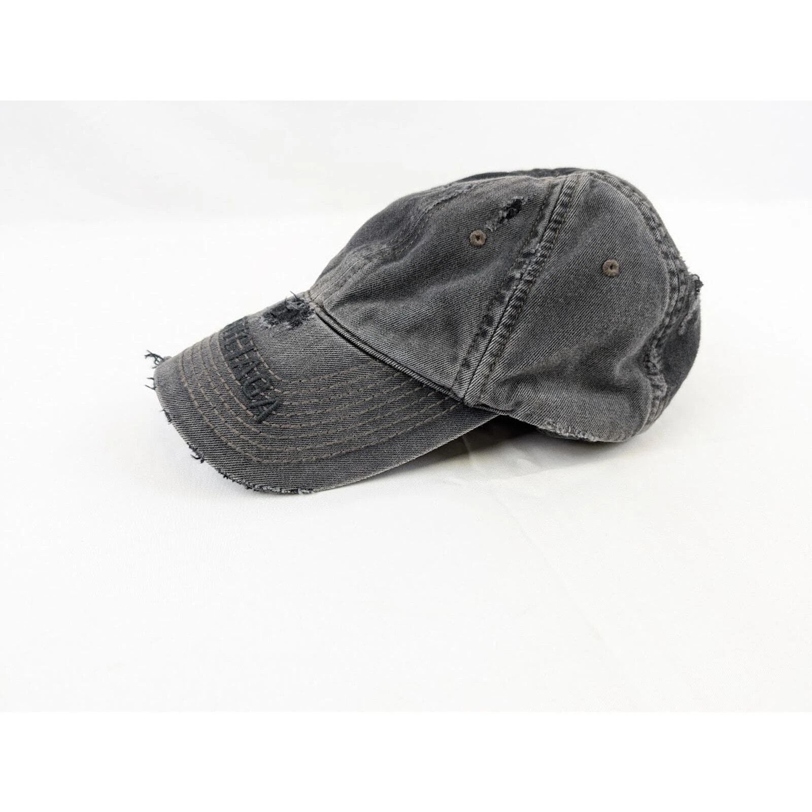 Balenciaga o1rshd1 Q:3 / Distressed Logo Cap / Hat in Charcoal Size ONE SIZE - 6 Thumbnail