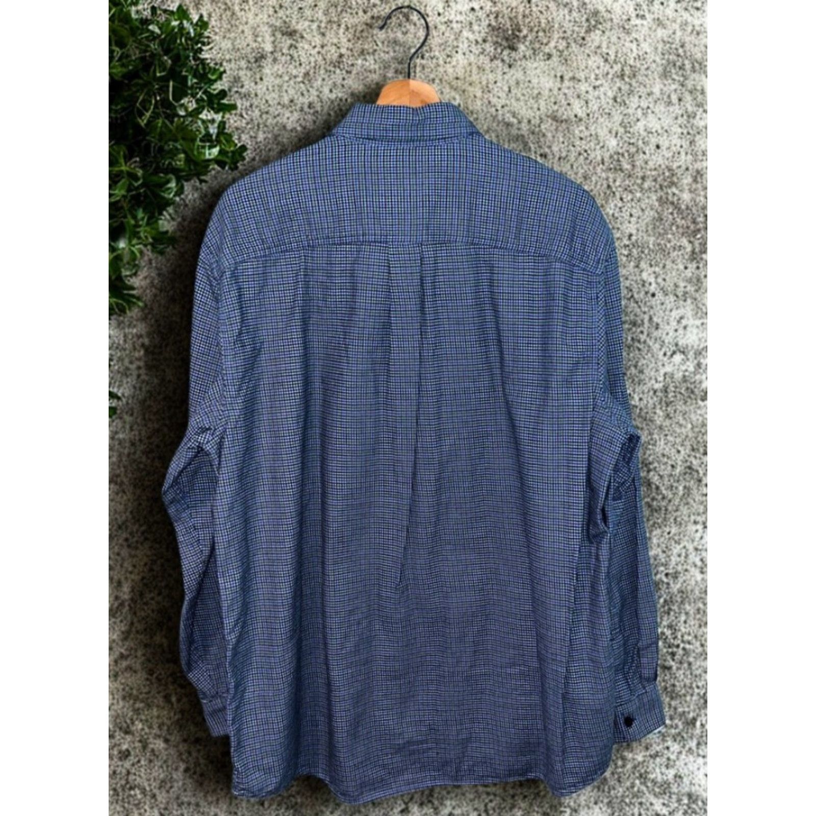 Vintage LL Bean Mens Large Multi Blue Houndstooth Check Flannel Button Down Shirt Pocket Size US L / EU 52-54 / 3 - 3 Thumbnail