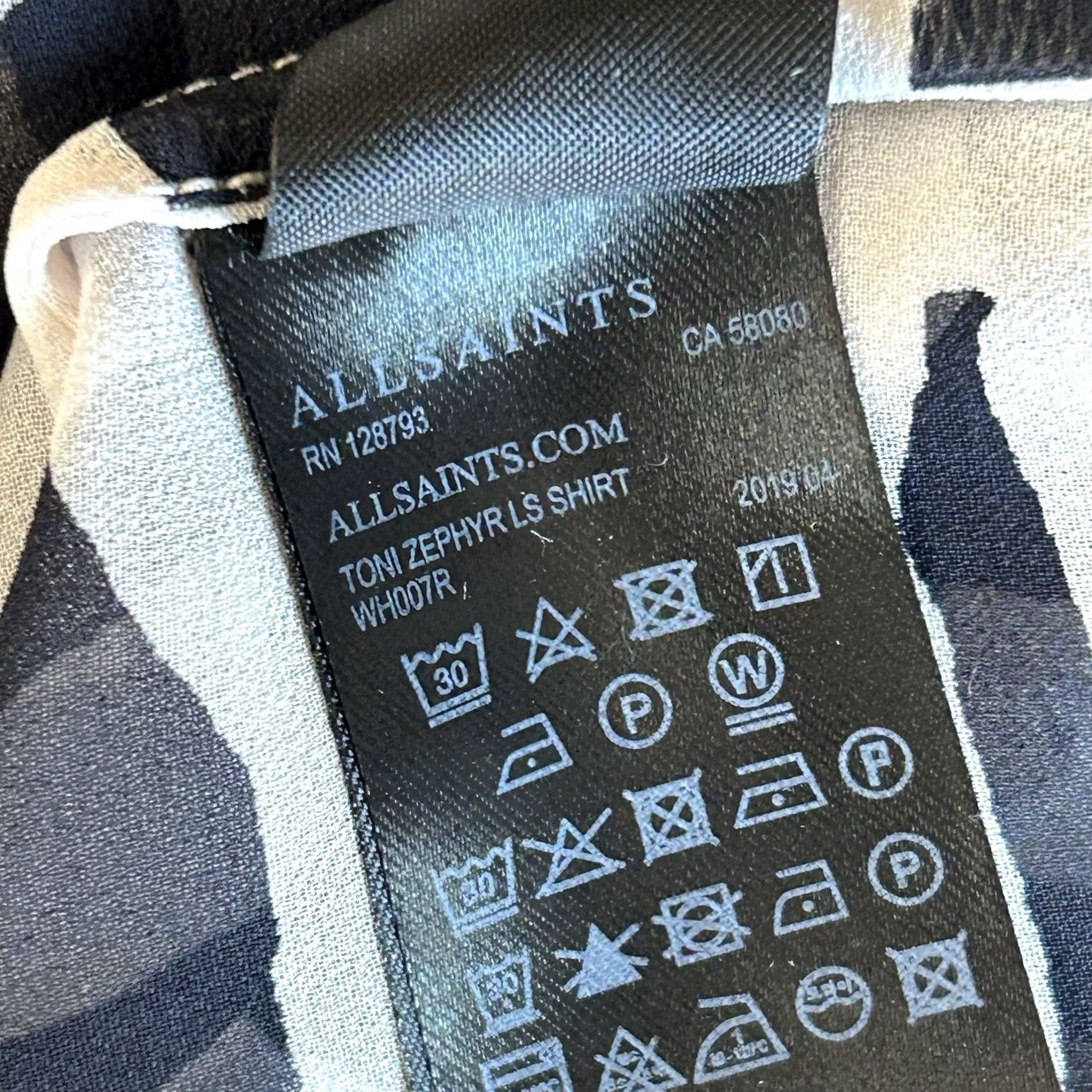Allsaints VINTAGE AllSaints Toni Zephyr Button Up Shirt Long Sleeve Women's M Black / White Zebra Designer City Workwear Blouse Girls/Boys? Size M / US 6-8 / IT 42-44 - 8 Thumbnail