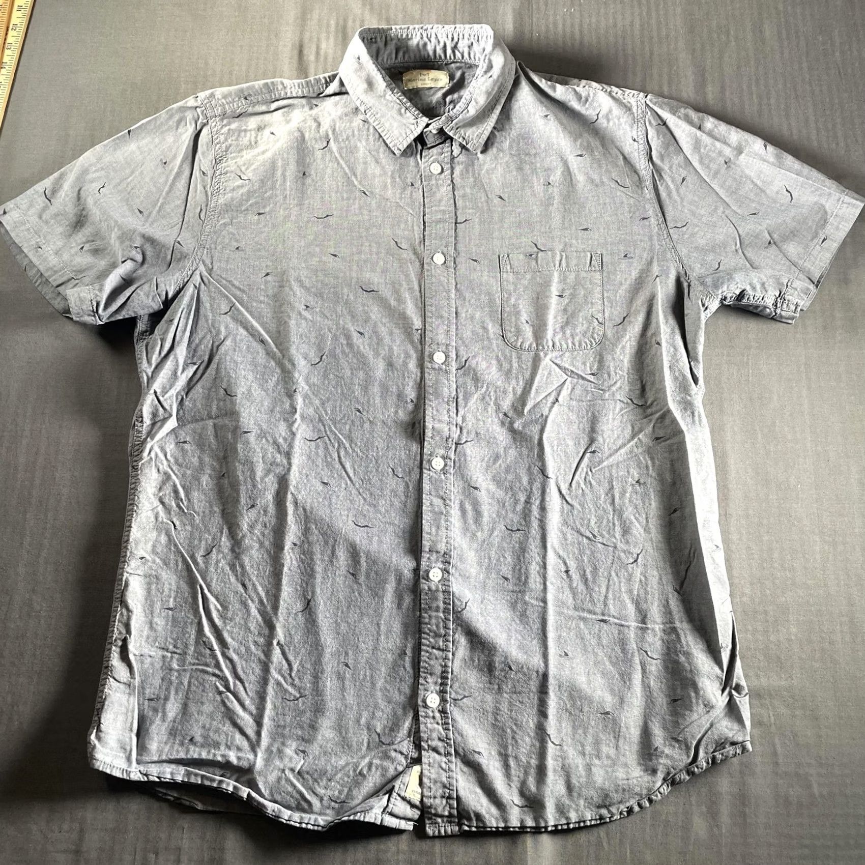 Marine Layer Marine Layer Shirt Mens Large Gray Short Sleeve Button Front Bird Print Seagull Size US L / EU 52-54 / 3 - 3 Thumbnail
