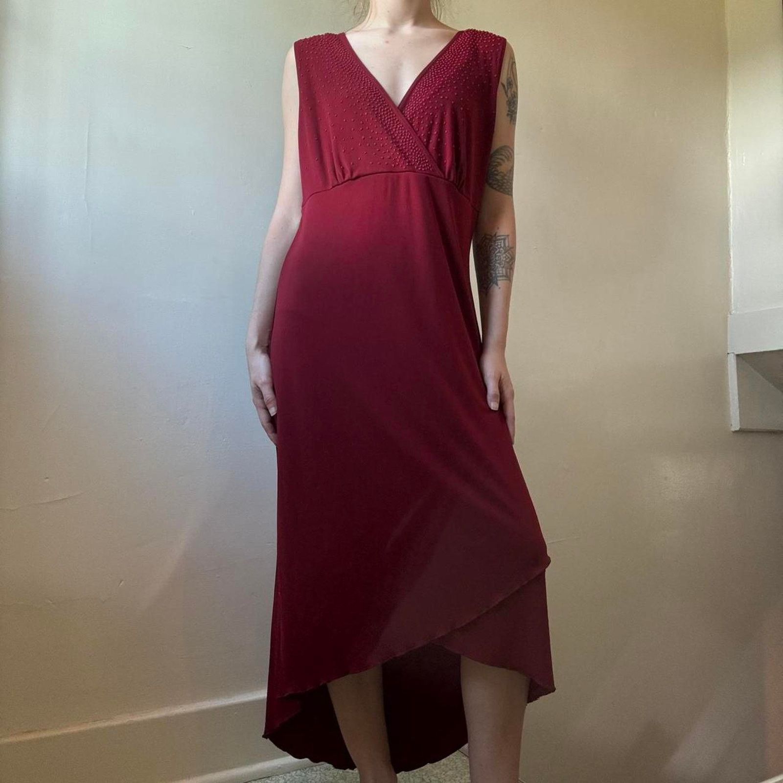 Vintage Vintage Fashion Bug Red Y2K Beaded Dress Medium Festive Size M / US 6-8 / IT 42-44 - 2 Thumbnail