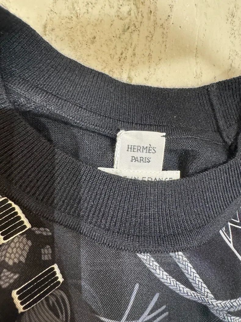 Hermes Hermes Black and White Silk Printed Blouse Size XS / US 0-2 / IT 36-38 - 3 Thumbnail