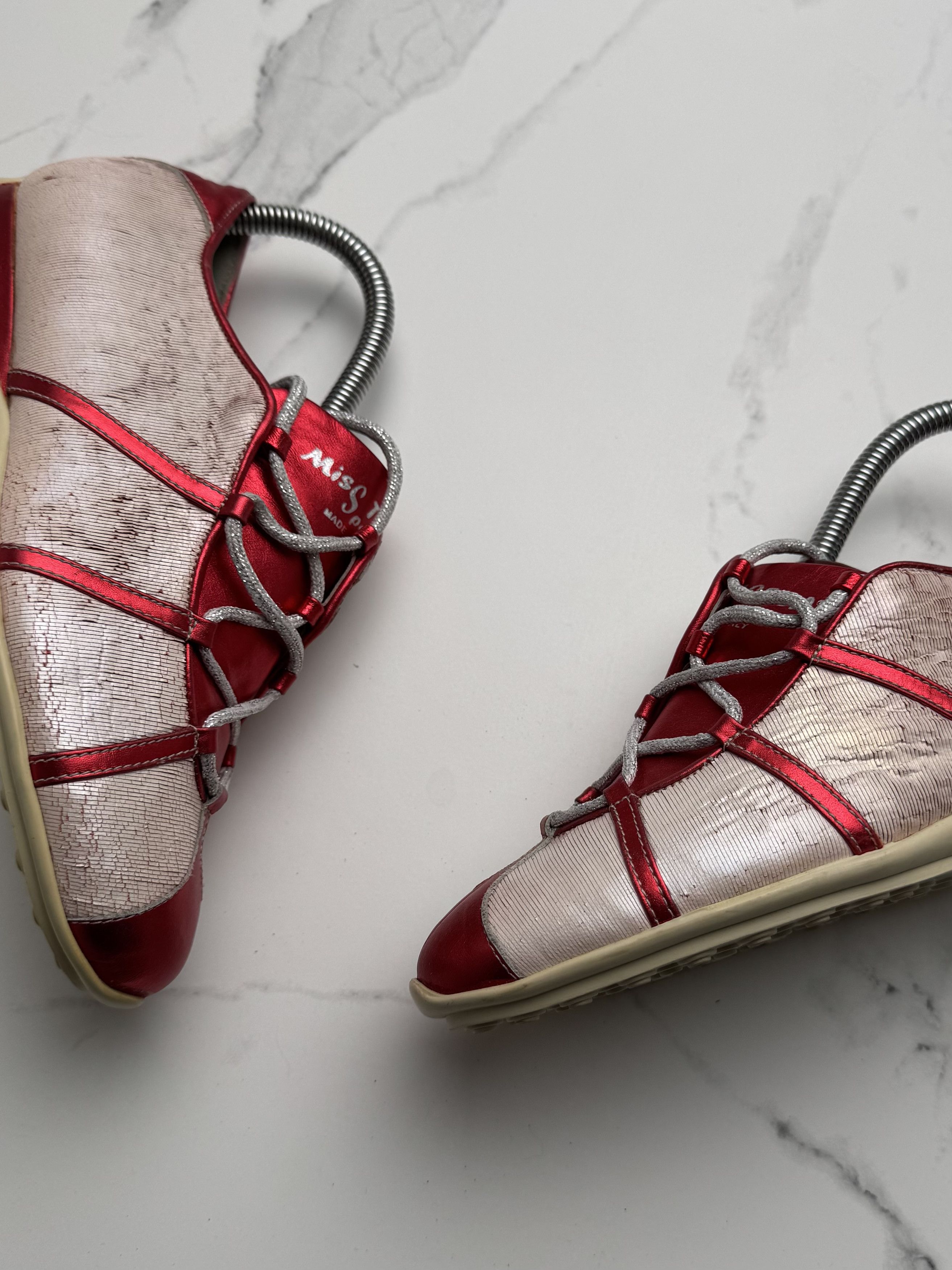Vintage Vintage Red Metallic Casual Lace Up Comfort Walking Shoes Size US 7 / IT 37 - 3 Thumbnail