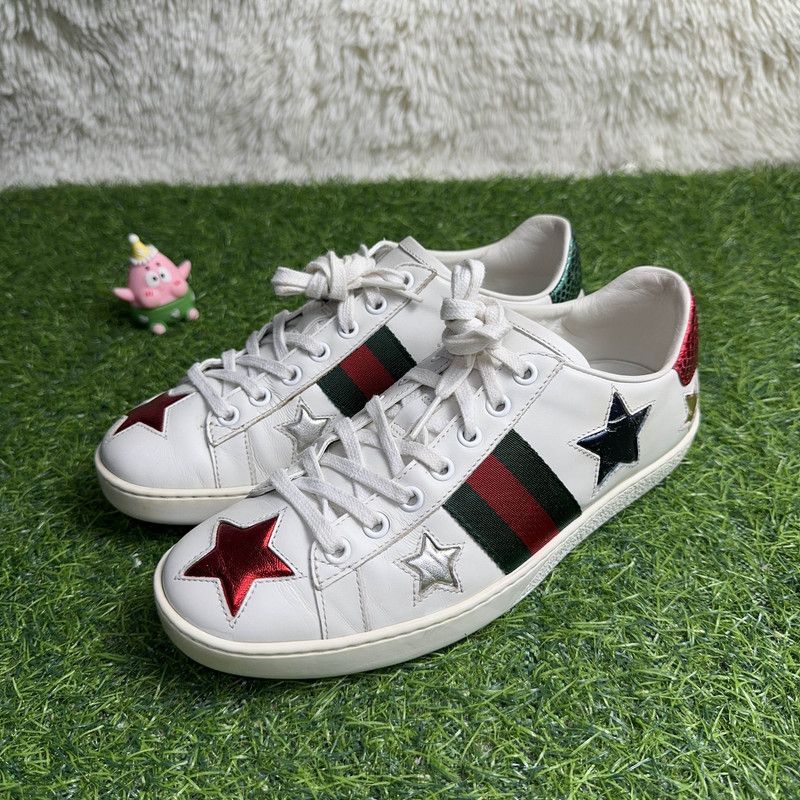Gucci Gucci Ace Leather Star Low-Top Sneakers 0079 Size US 6 / IT 36 - 1 Thumbnail