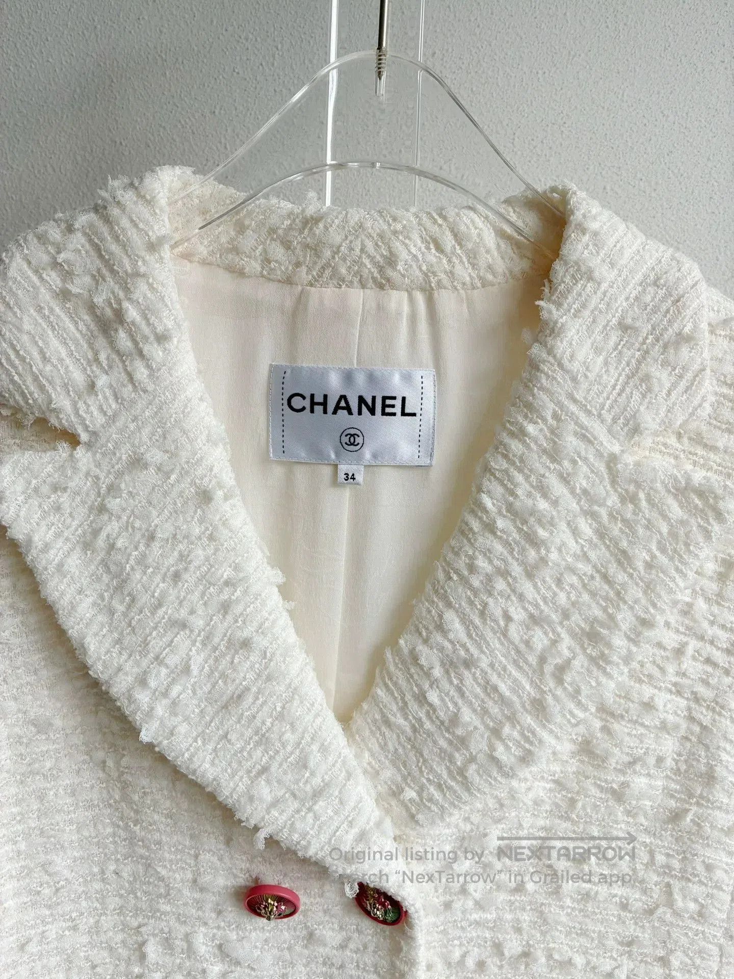 Chanel Chanel 17P White Tweed Jacket. Size XXS / US 00 / IT 34 - 4 Thumbnail