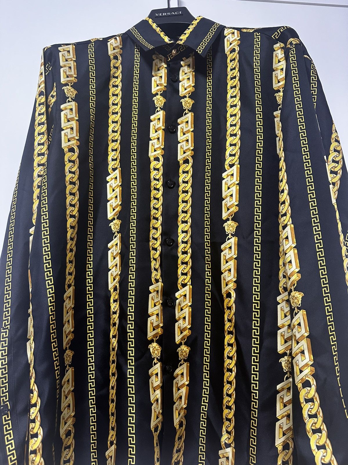 Versace Versace Chain Silk Shirt Size US M / EU 48-50 / 2 - 2 Thumbnail