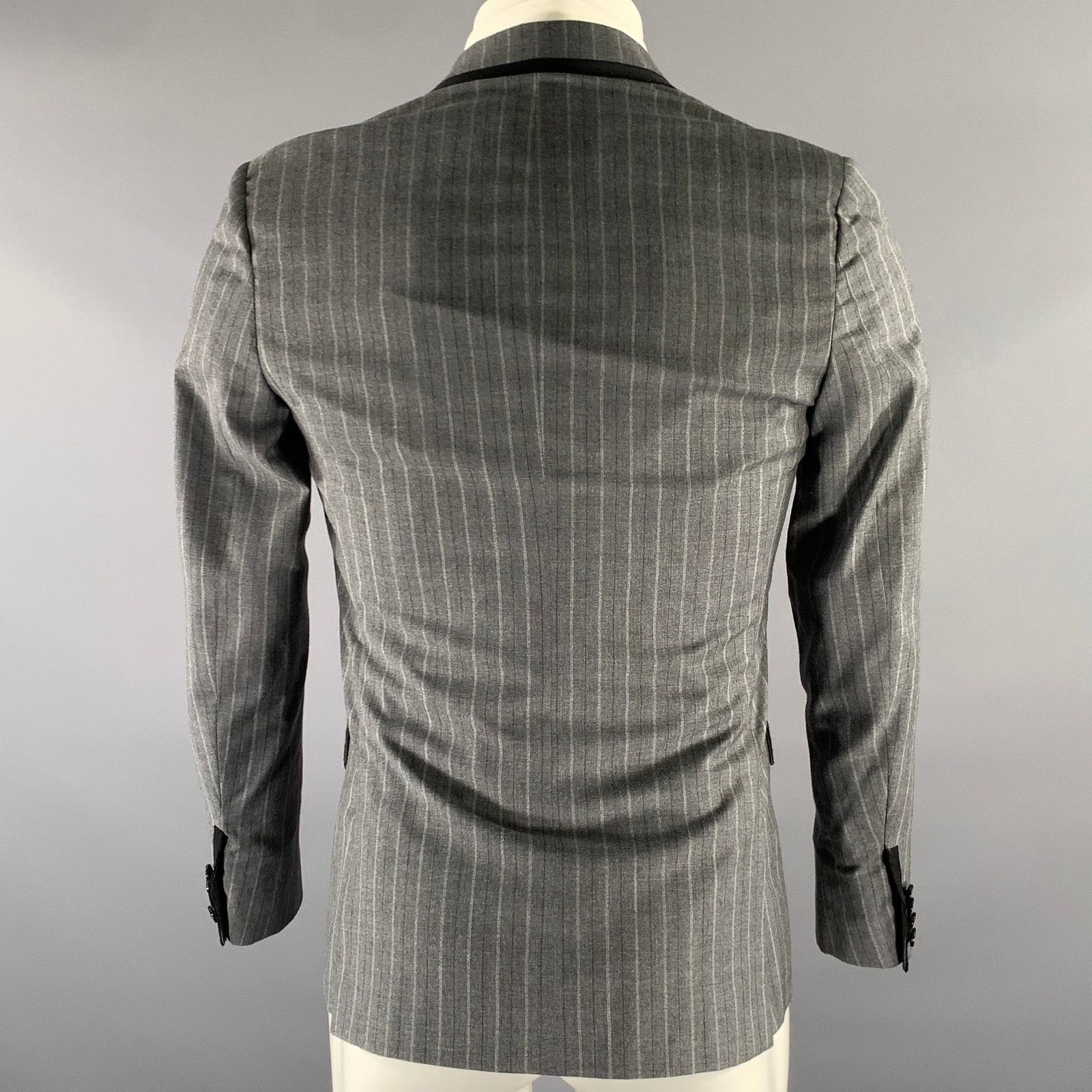 Band Of Outsiders BAND OF OUTSIDERS 36 Grey Black Pinstripe Wool Sport Coat Size 36R - 4 Thumbnail