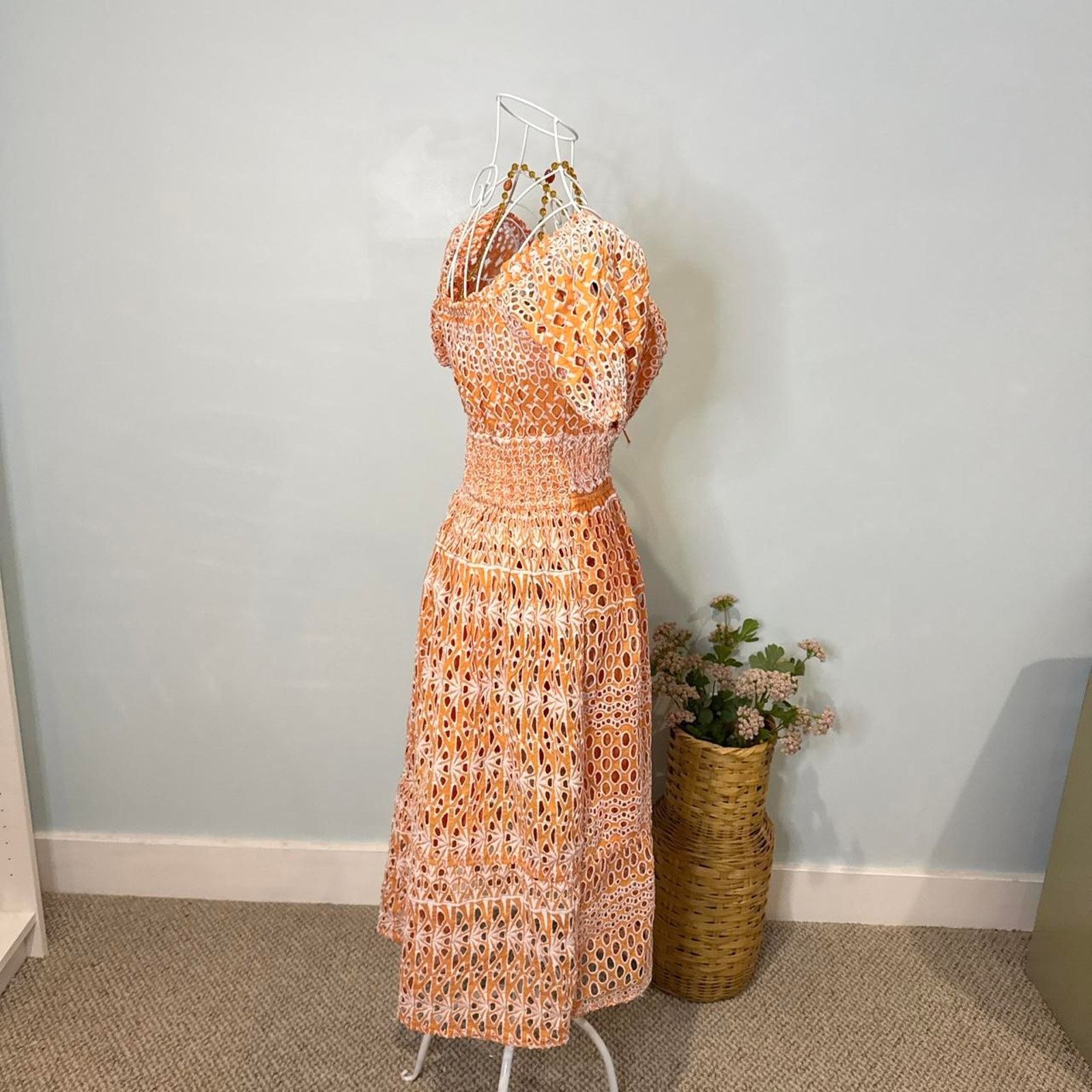 Other Stunning orange and white milkmaid maxi sun dress Size S / US 4 / IT 40 - 3 Thumbnail