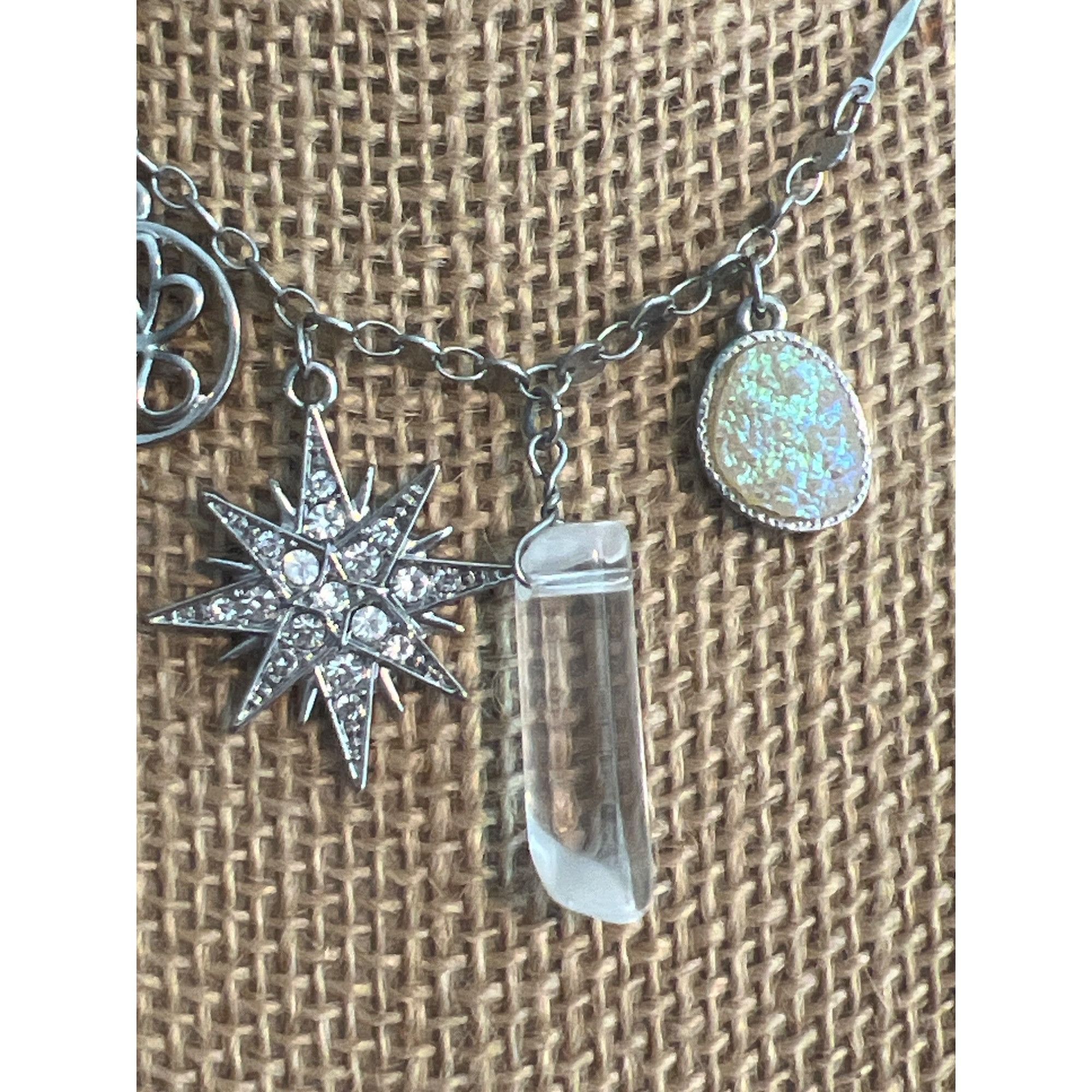 Other Celestial Charm Silver Tone Necklace Bar Chain Slide Clasp C Size ONE SIZE - 2 Thumbnail
