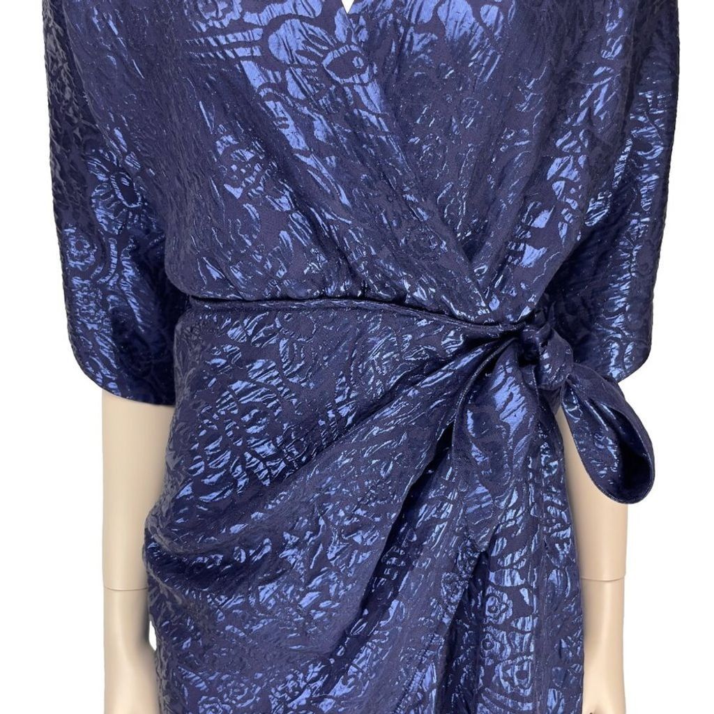 Etro ETRO 2480$ NWT Metallic Cloqué Floral Dress Royal blue IT 40 Size S / US 4 / IT 40 - 5 Thumbnail