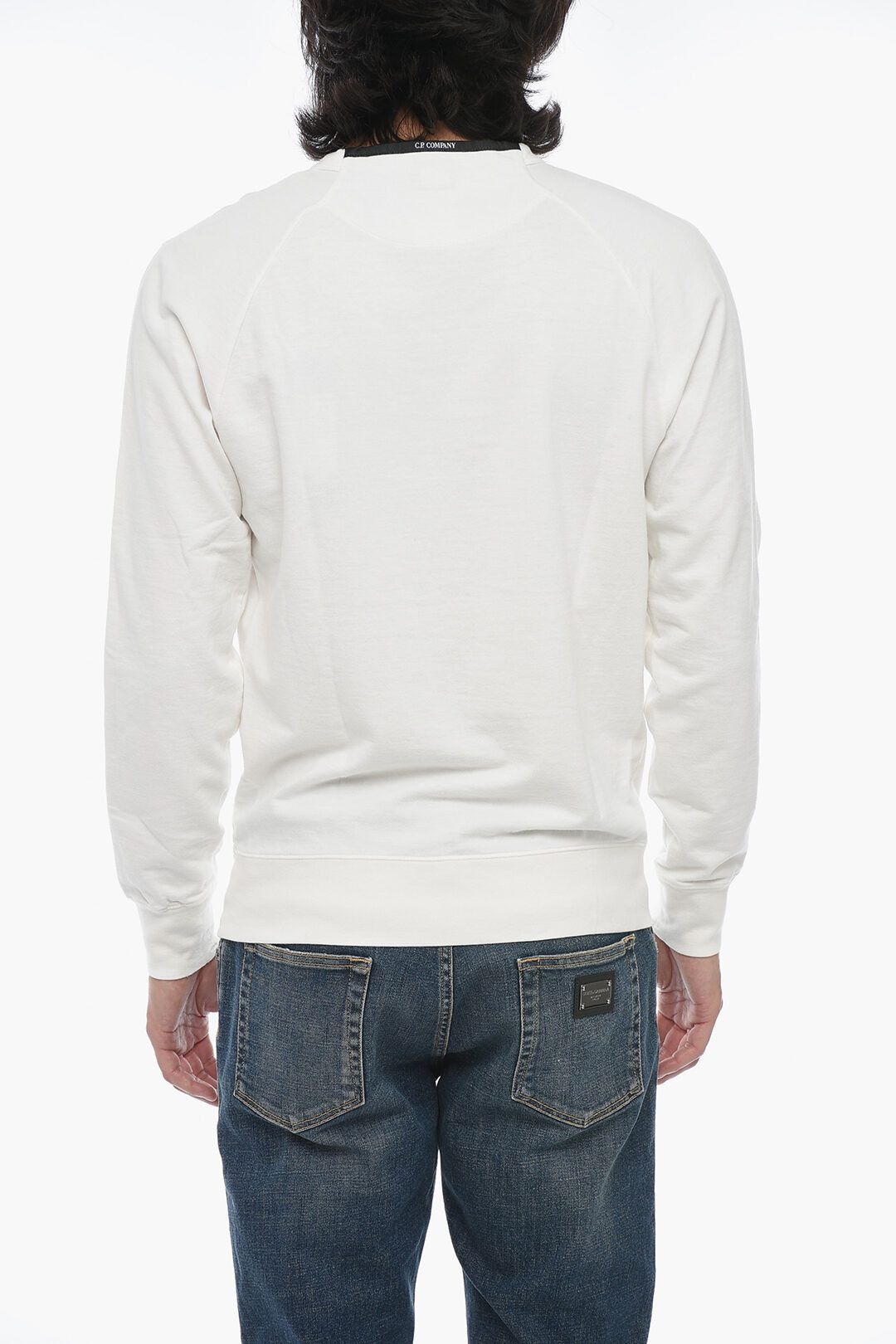 C.P. Company og1mm1024 Light Fleece T-Shirt in White Size US M / EU 48-50 / 2 - 2 Thumbnail