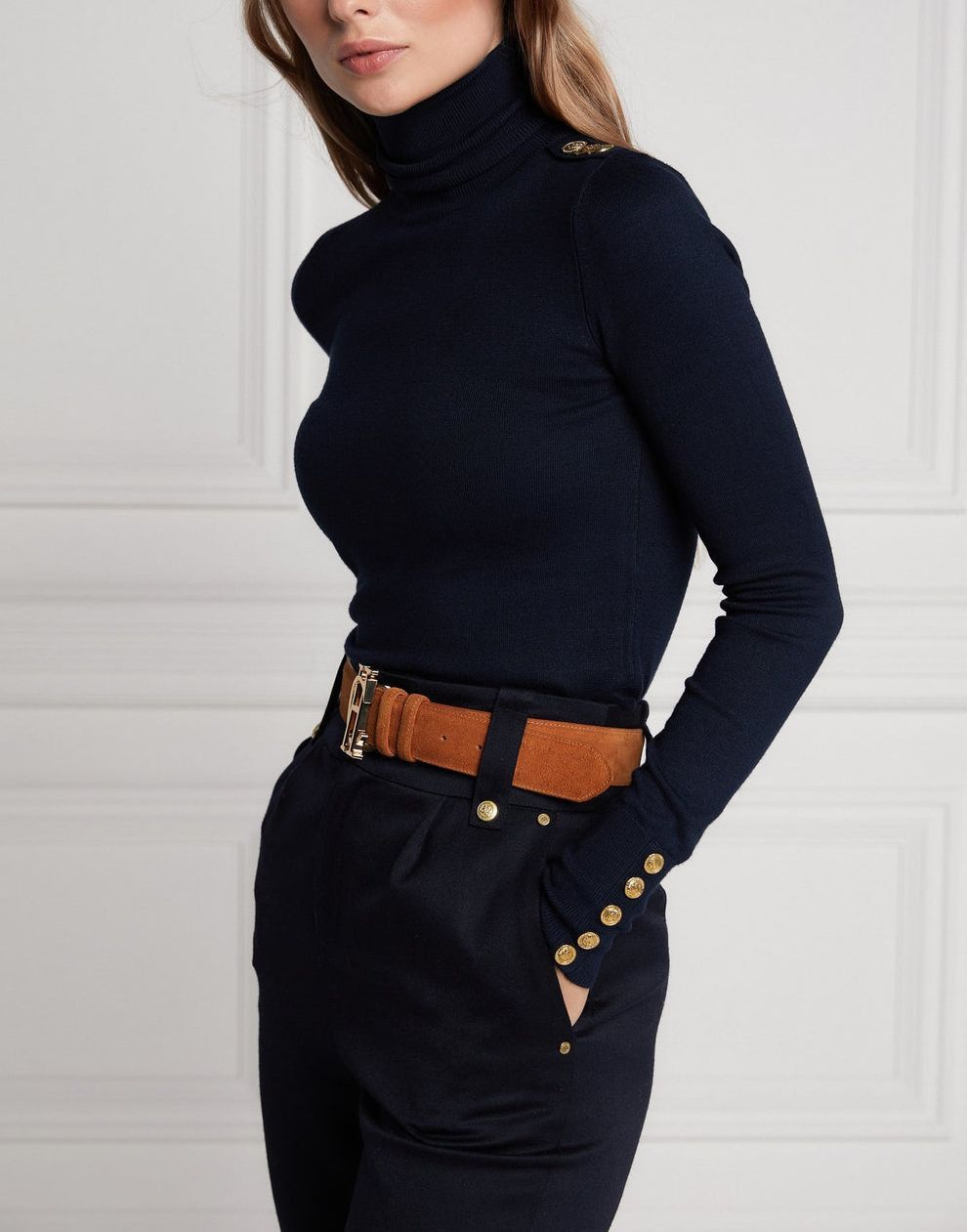 Cooper HOLLAND COOPER Buttoned Roll Neck Black Jumper Sweater Size XS / US 0-2 / IT 36-38 - 3 Thumbnail