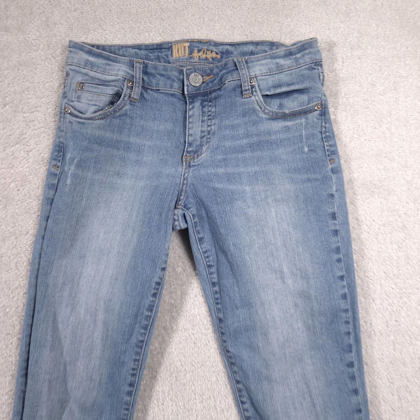 Vintage KUT from the Kloth Jeans Womens 4 Blue Mid Rise Skinny Stretch Embroidered Denim Size 27" / US 4 / IT 40 - 3 Thumbnail
