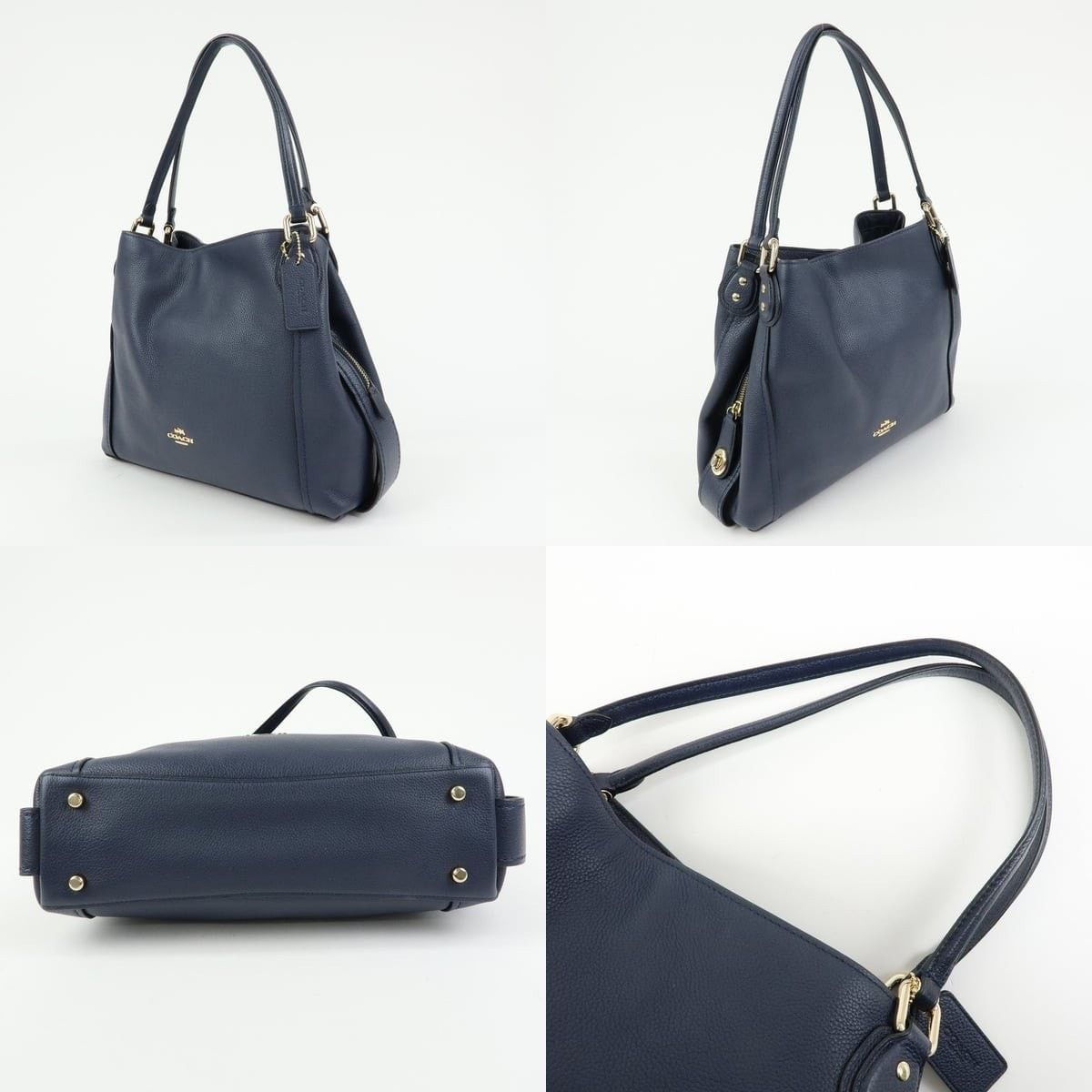 Coach Coach Edie Leather Shoulder Bag Navy Size ONE SIZE - 3 Thumbnail
