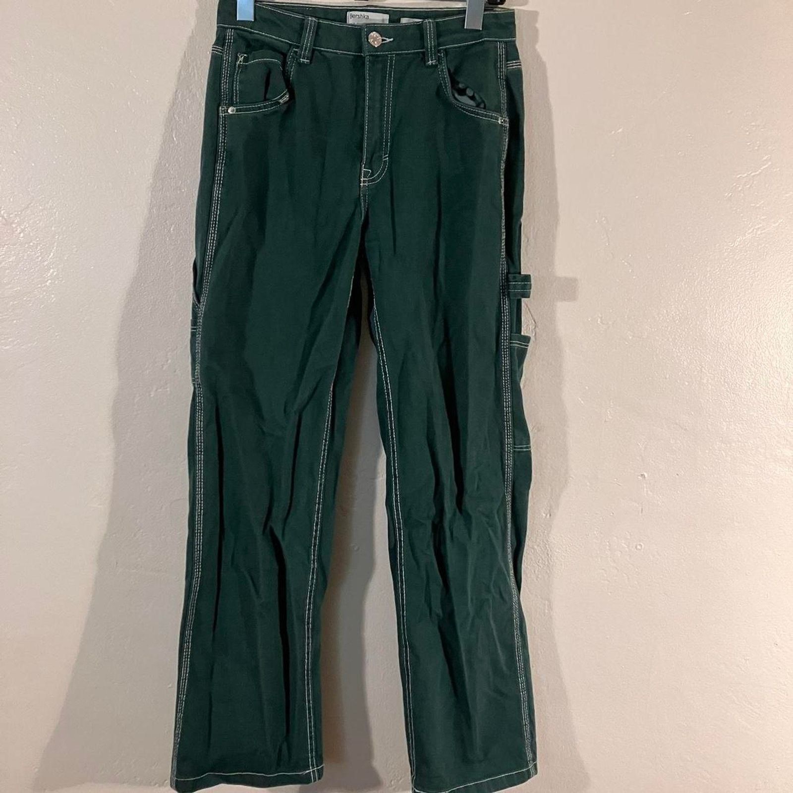Bershka Bershka Forest Green Carpenter Workwear Pants Size 27" / US 4 / IT 40 - 1 Thumbnail