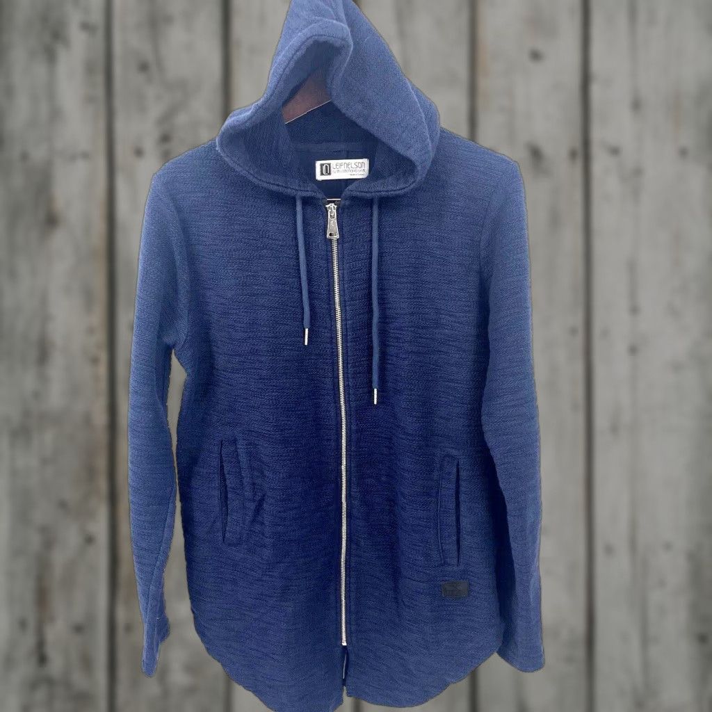 Vintage Leif Nelson Hoodie Zip Sweater Mens M Dark Blue Reverse Knit French Terry Full Zip Adults Medium Blue Modern Classic Sweatshirt Men Size US M / EU 48-50 / 2 - 1 Thumbnail